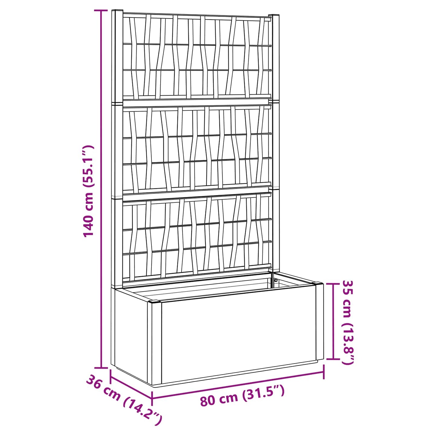 Havekrukke Med Trellis 80 X 36 X 140 Cm Pp - Billede 9