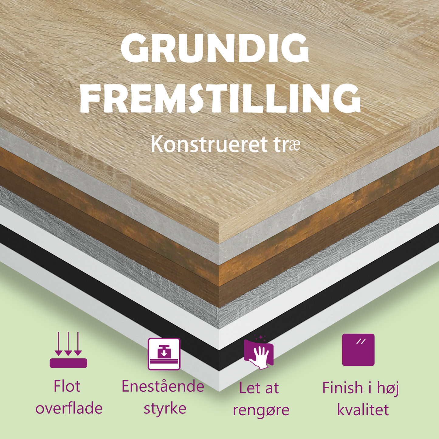 Sofabord 75X75X38 Cm Konstrueret Træ