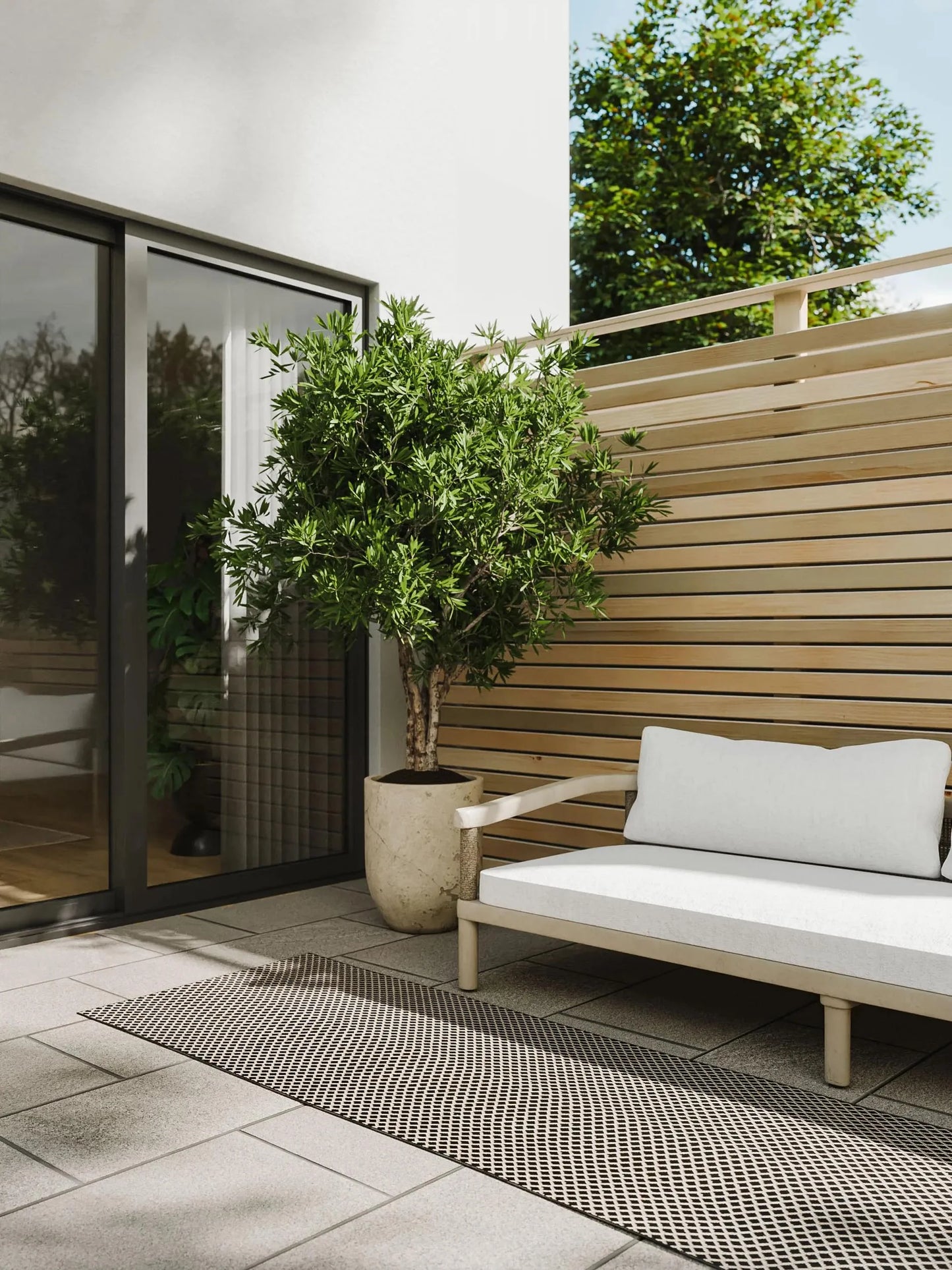 SKY Sort Indendørs- Og Udendørs Tæppe