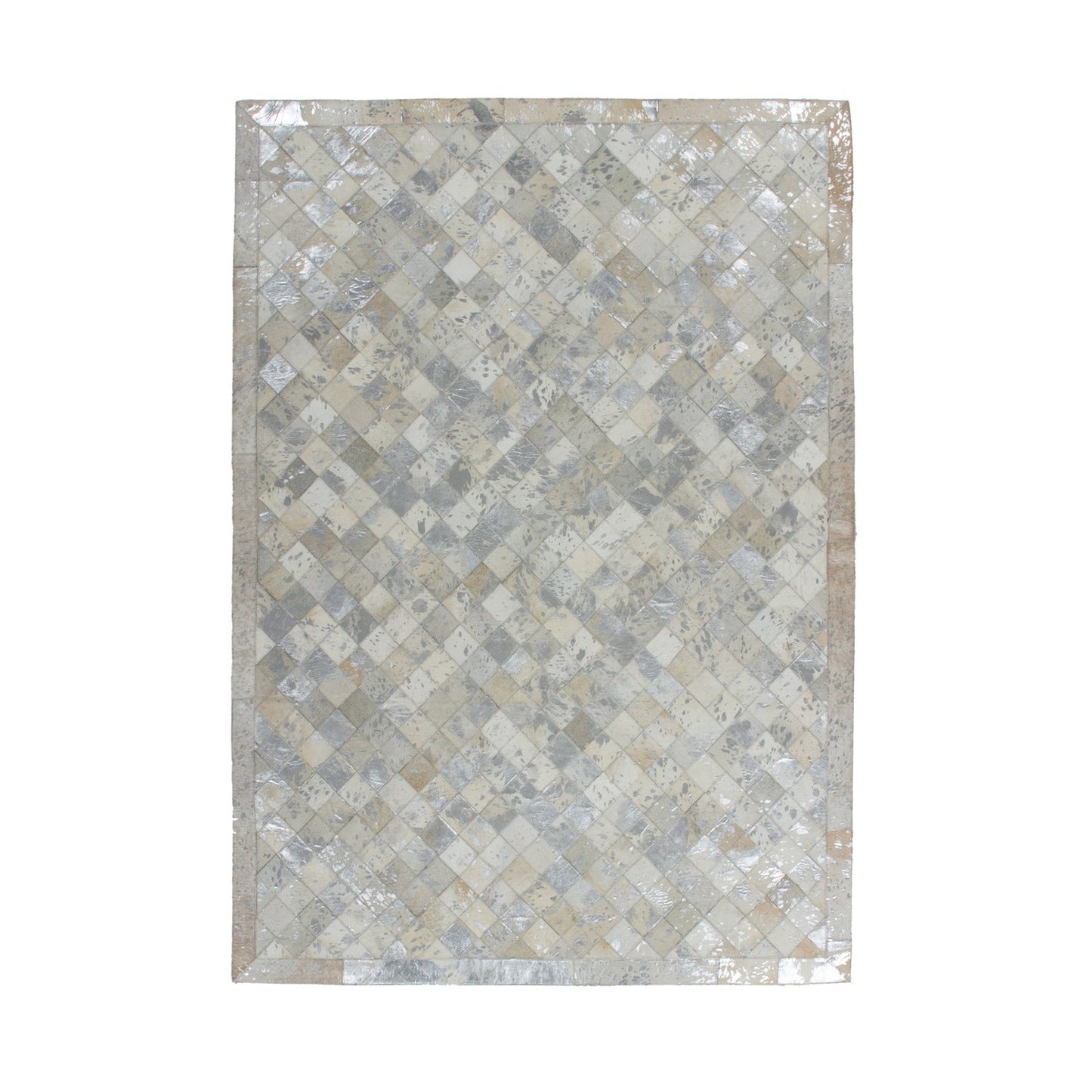 Lavish 210 Lædertæppe Patchwork I Grå/sølv - Variant AZIM4-80-150