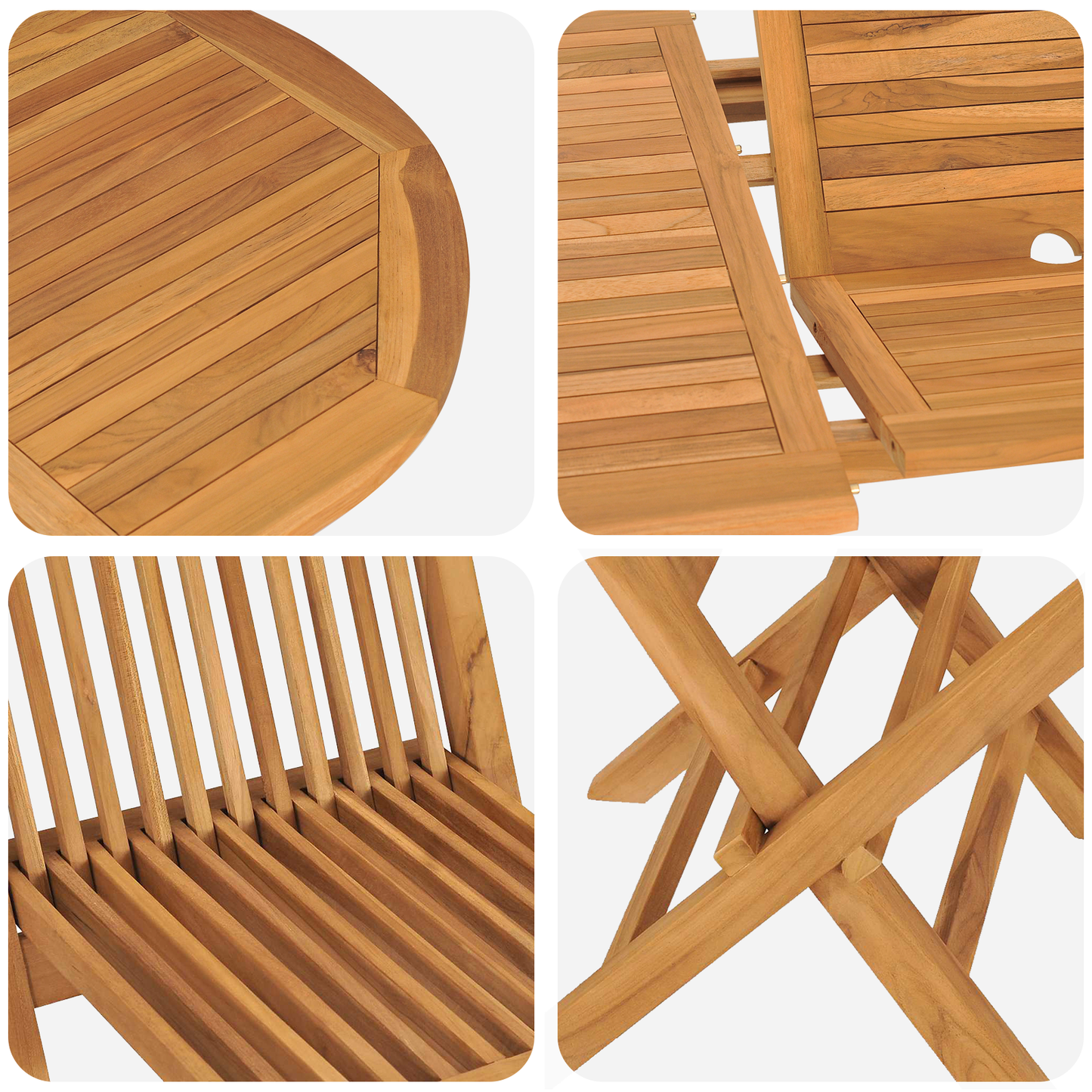 7 Stk Have Spisesæt Solid Træ Teak