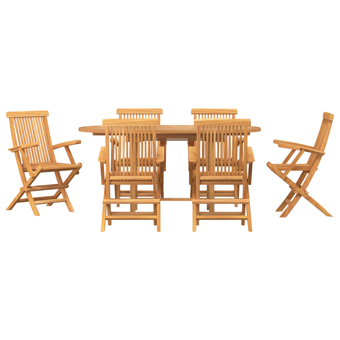 7 Stk Have Spisesæt Solid Træ Teak