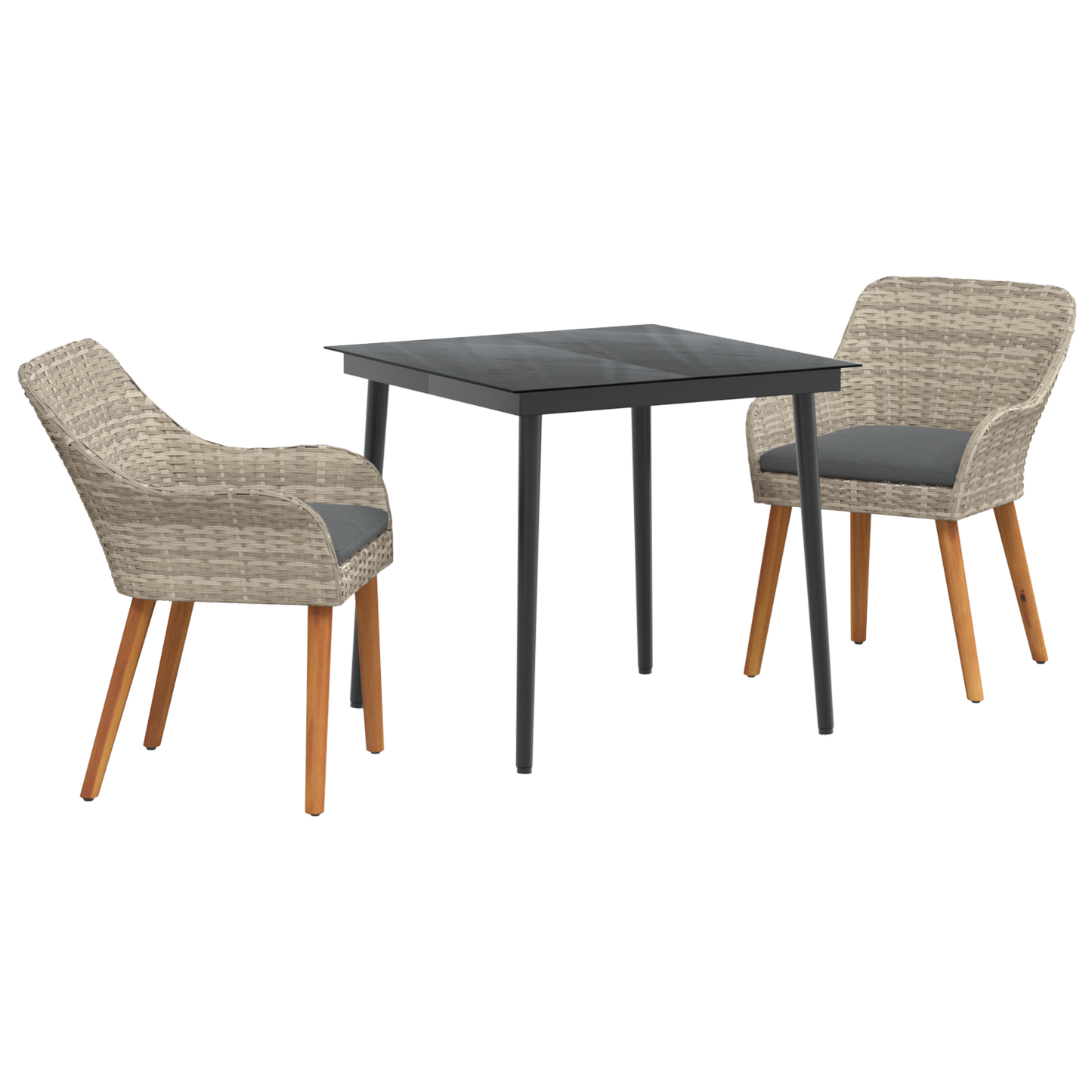 Spisestuesæt 3 Pcs Lys Grå og Sort 80 Cm X 80 Cm - billede 2
