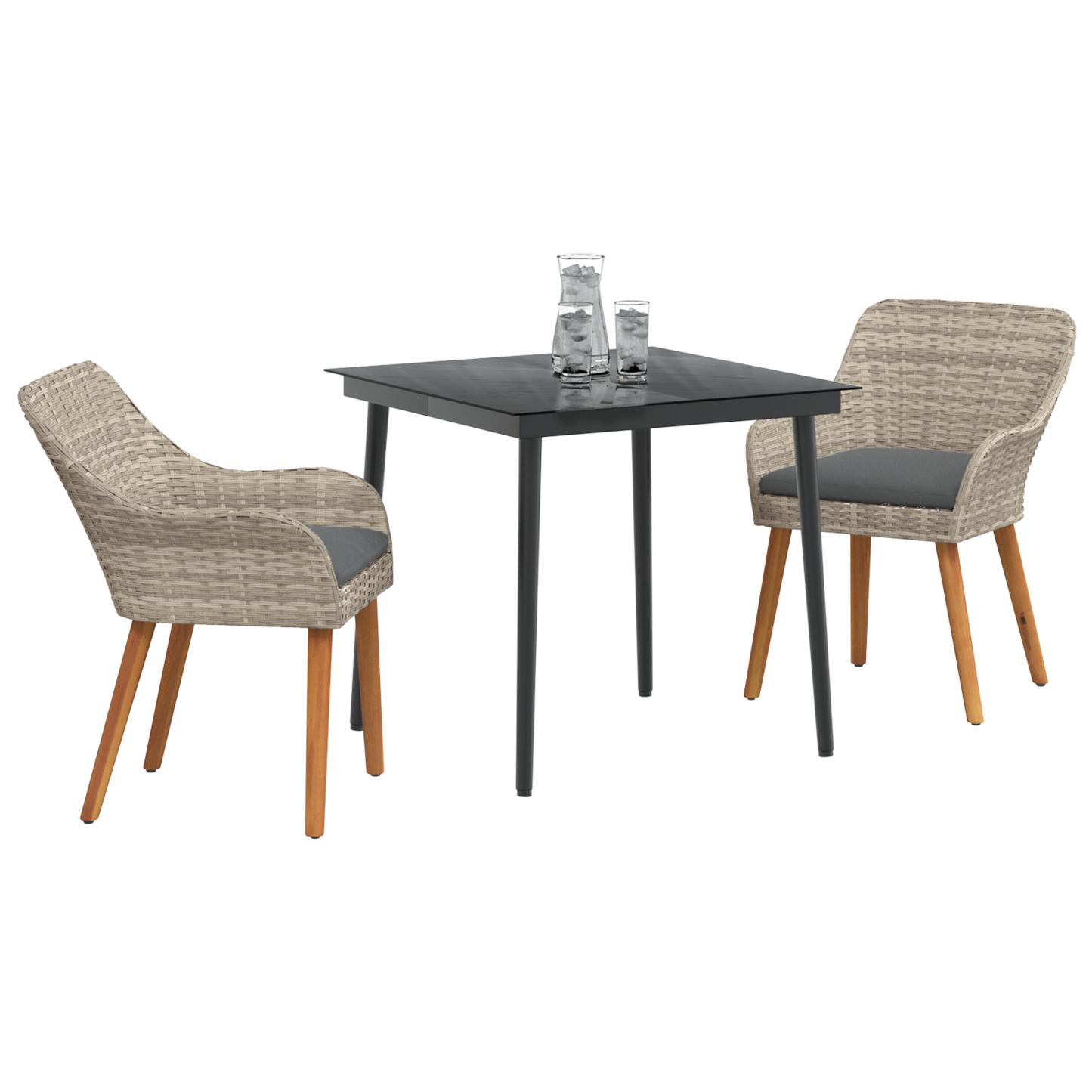 Spisestuesæt 3 Pcs Lys Grå og Sort 80 Cm X 80 Cm - billede 3