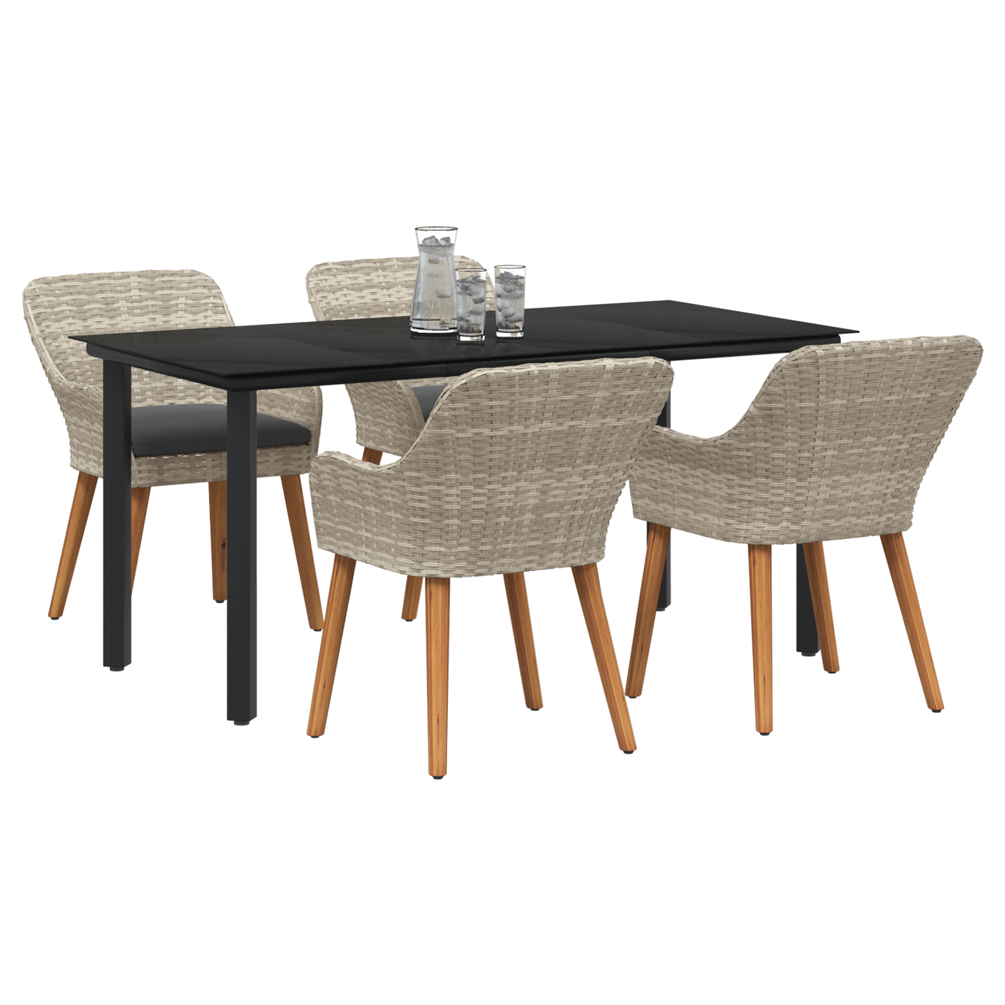 Spisestuesæt 5 Pcs Lys Grå og Sort 160 X 80 X 74 Cm - billede 3