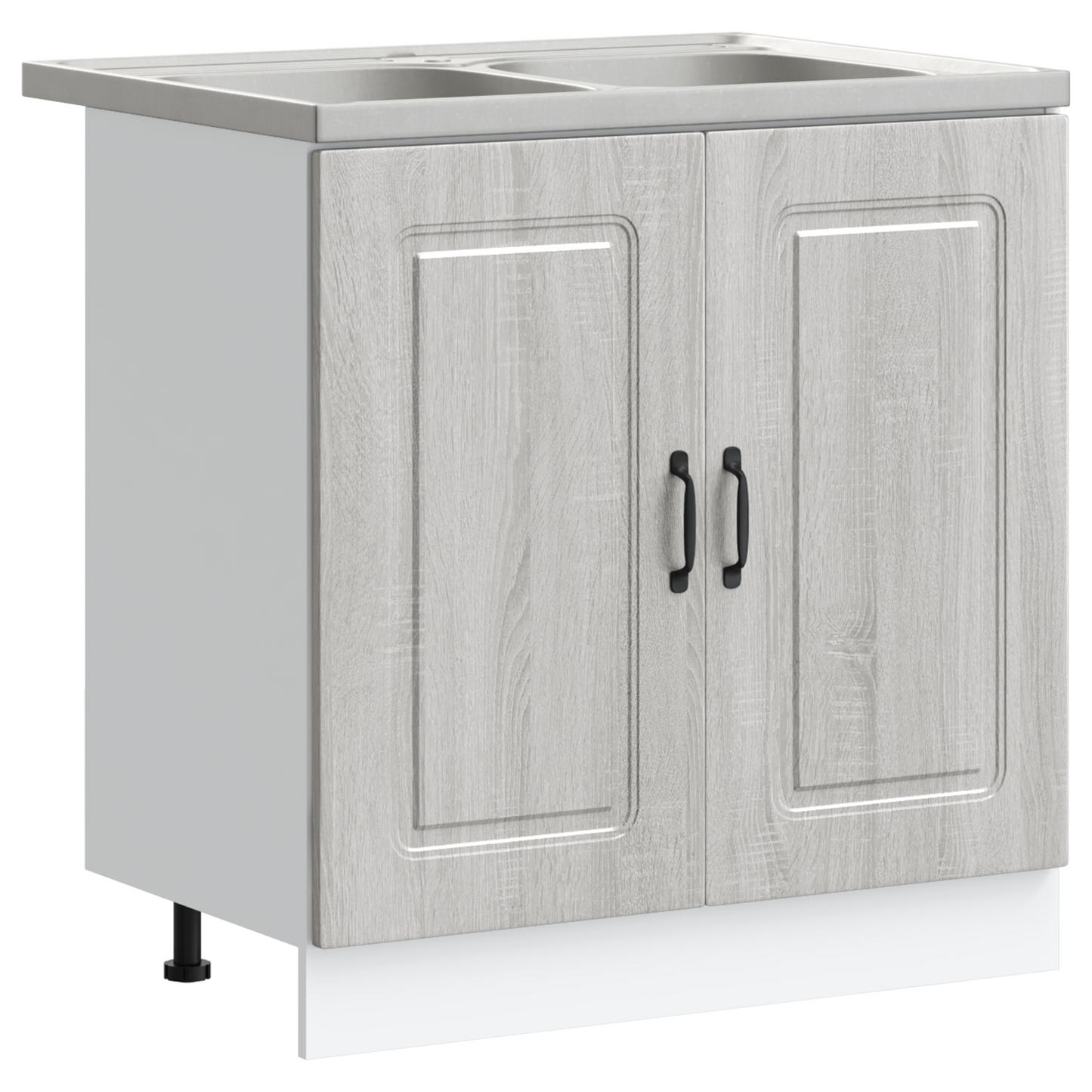 Køkkenskab Kalmar 2 Pcs Grå 80 X 46 X 81.5 Cm Konstrueret Træ - Billede 2