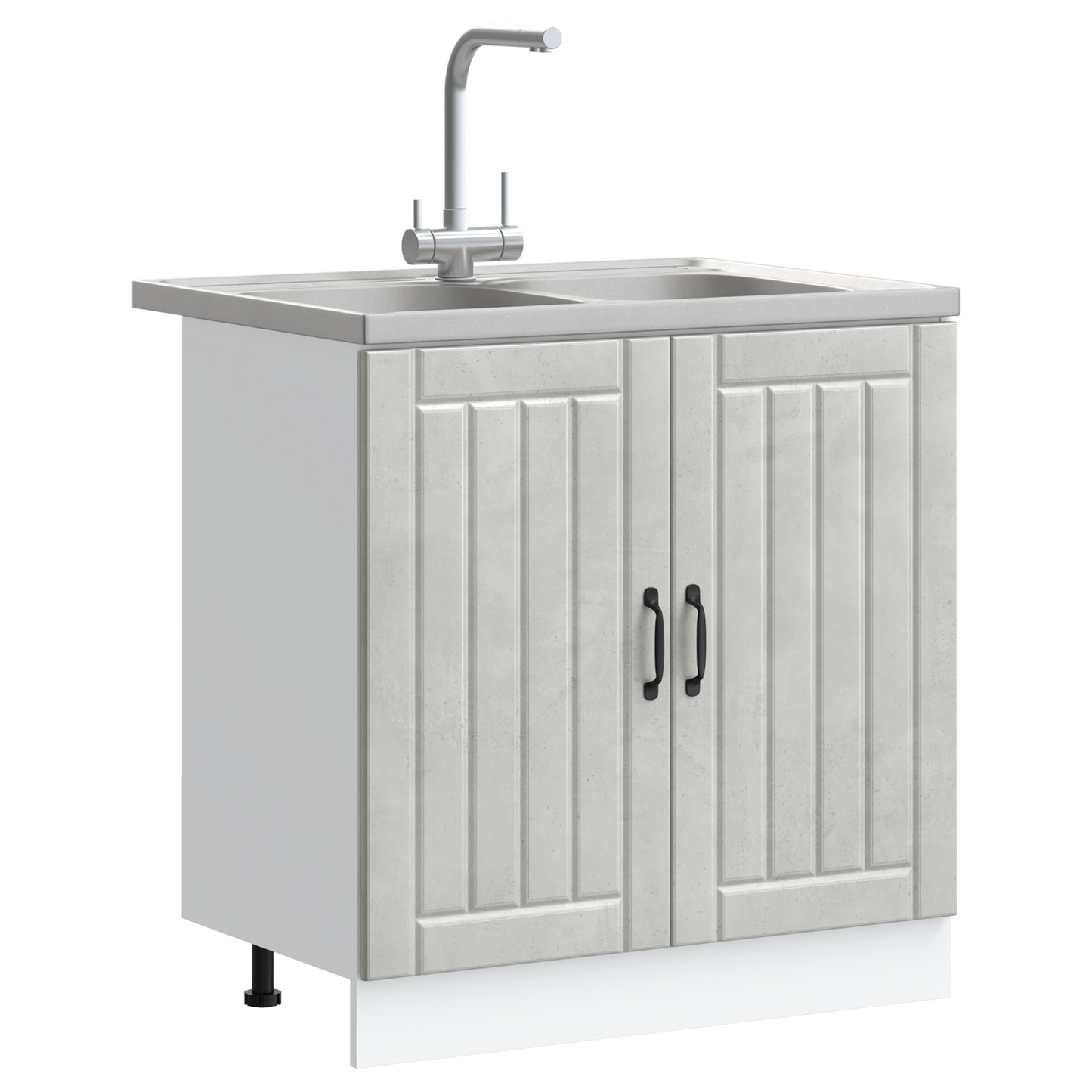 Køkkenskab Lucca 2 Pcs Grå 80 X 46 X 81.5 Cm Konstrueret Træ - Billede 3