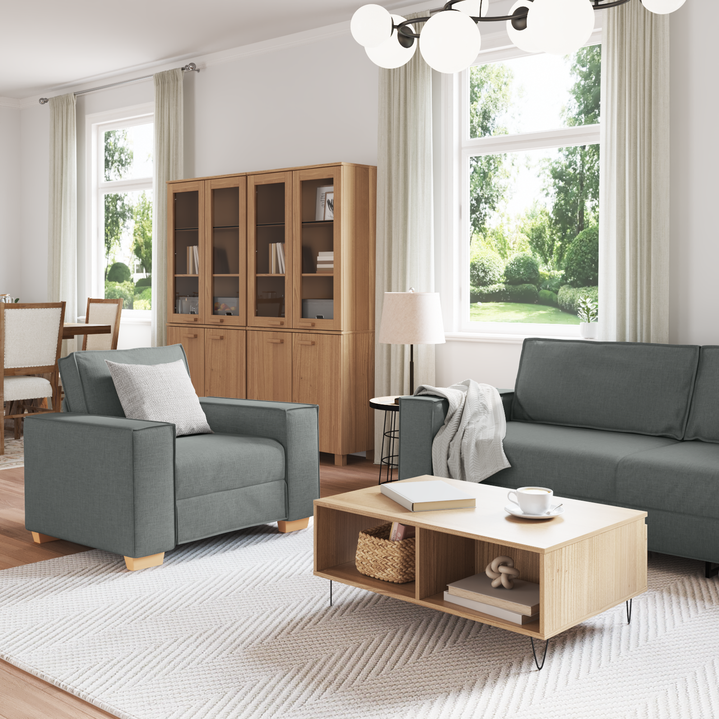 3-Delt Sofasæt Med Puder Mørkegrå Stof