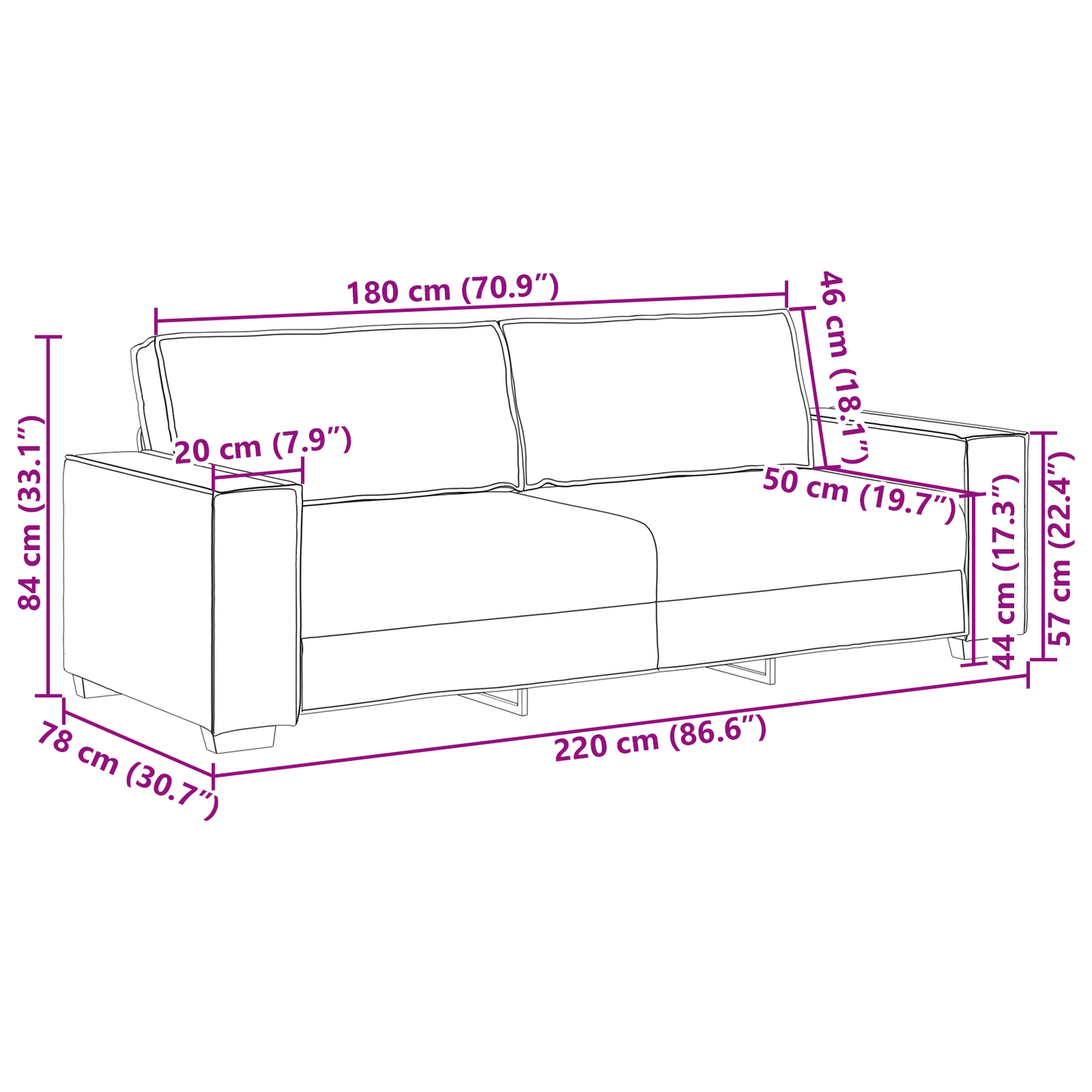 3-Delt Sofasæt Med Puder Mørkegrå Stof