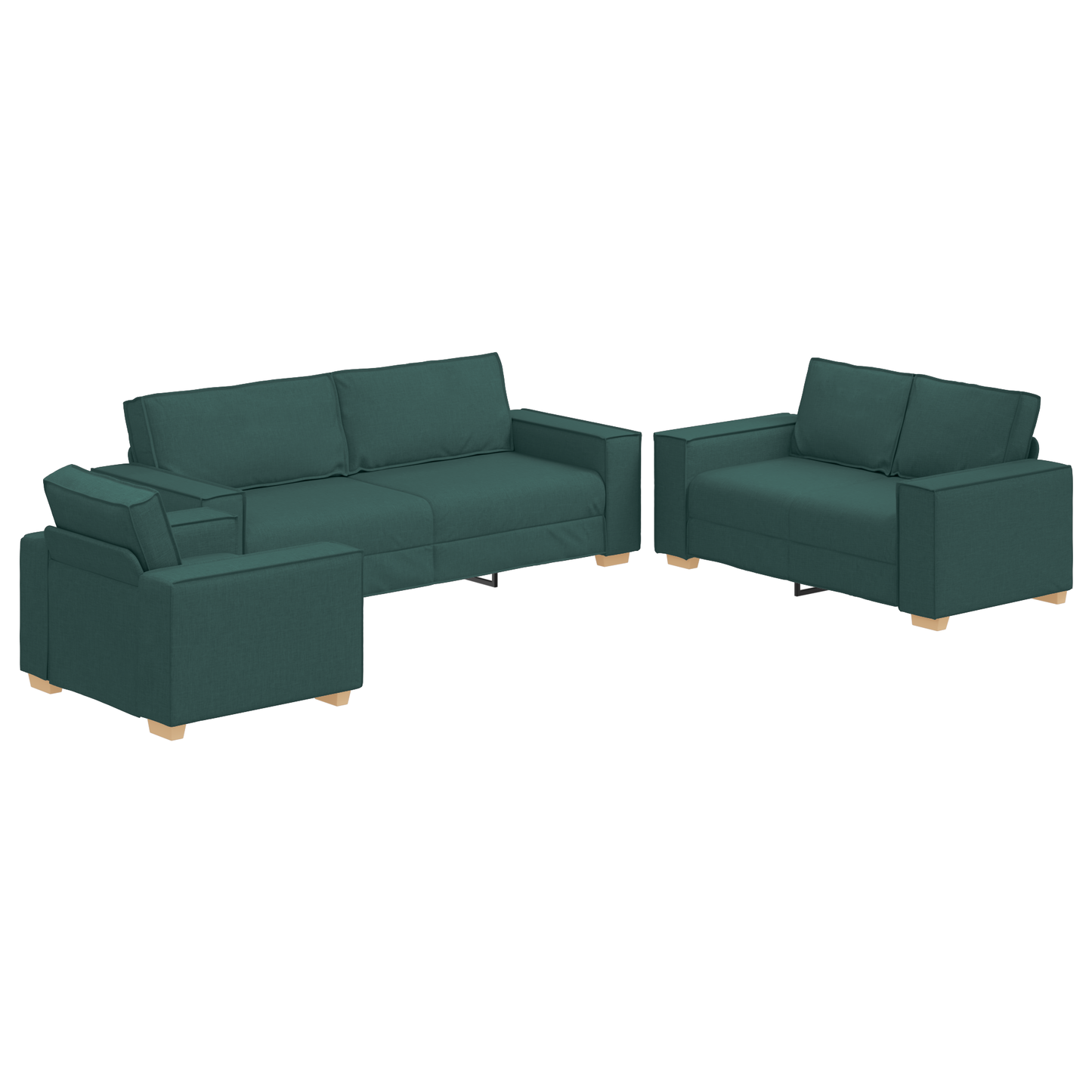 3 Personers Sofa Sæt Med Puder Mørkegrøn Stof