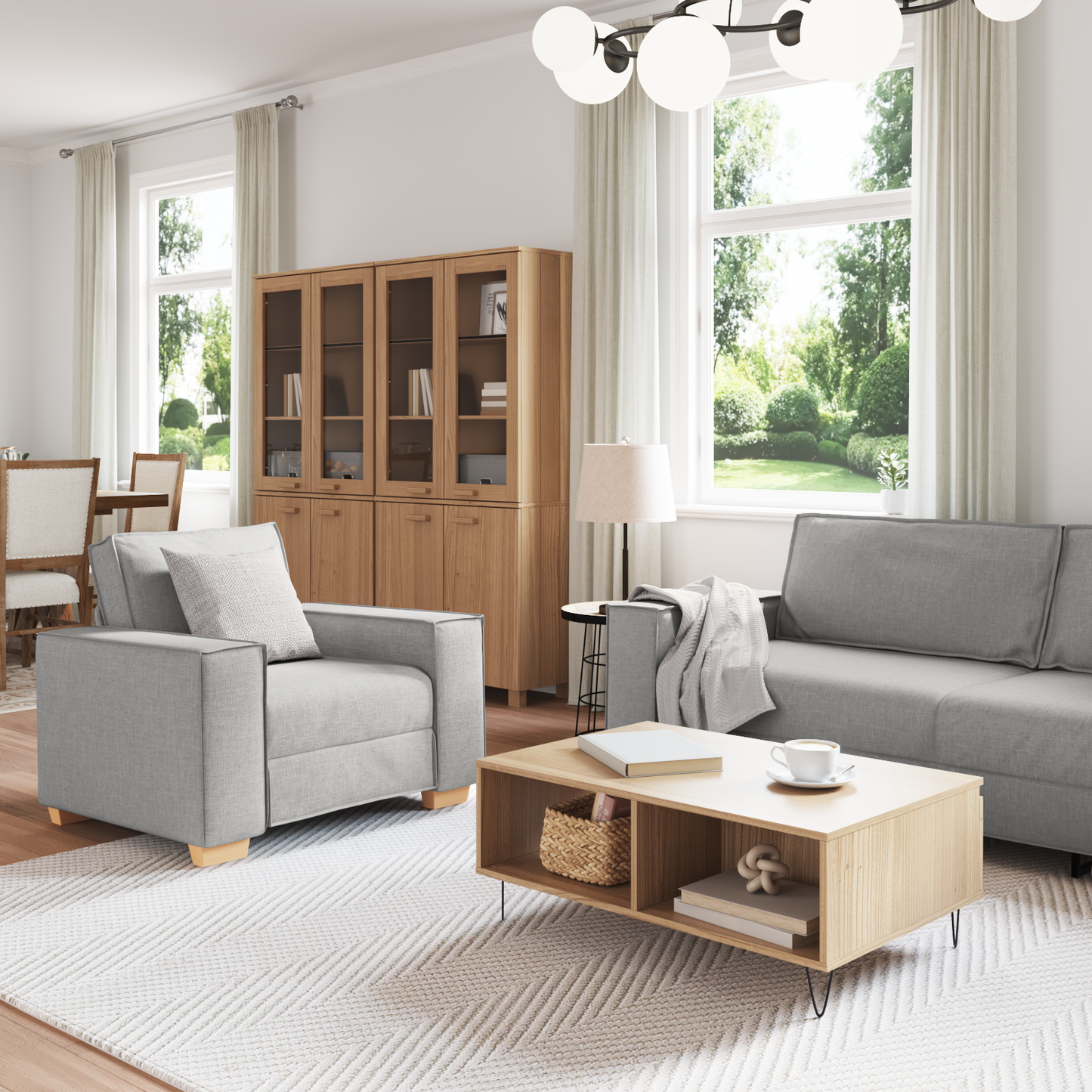 3-Stykke Sofasæt Med Puder I Skygrå Stof