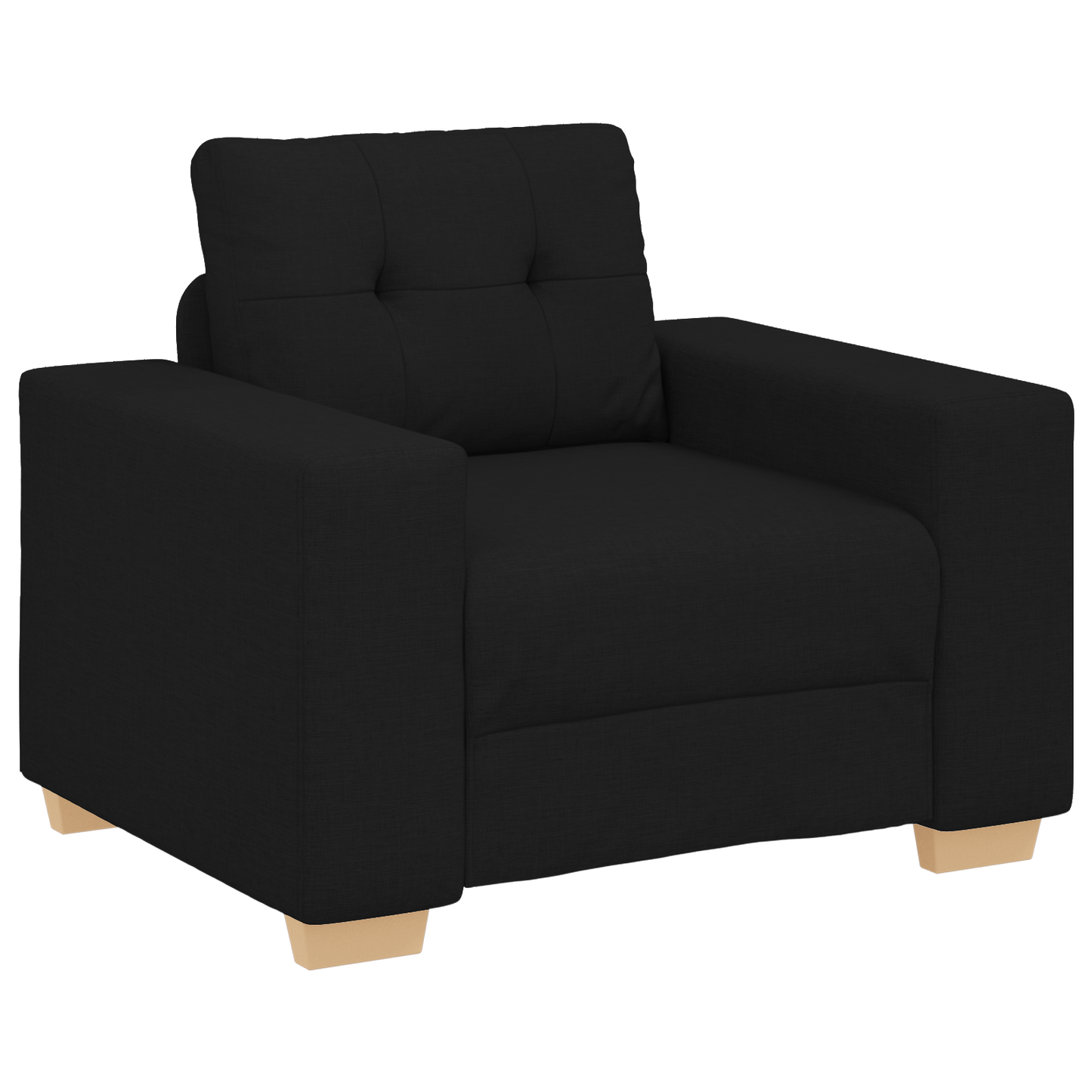3-Personers Sofa Sæt Med Puder - Sort Stof