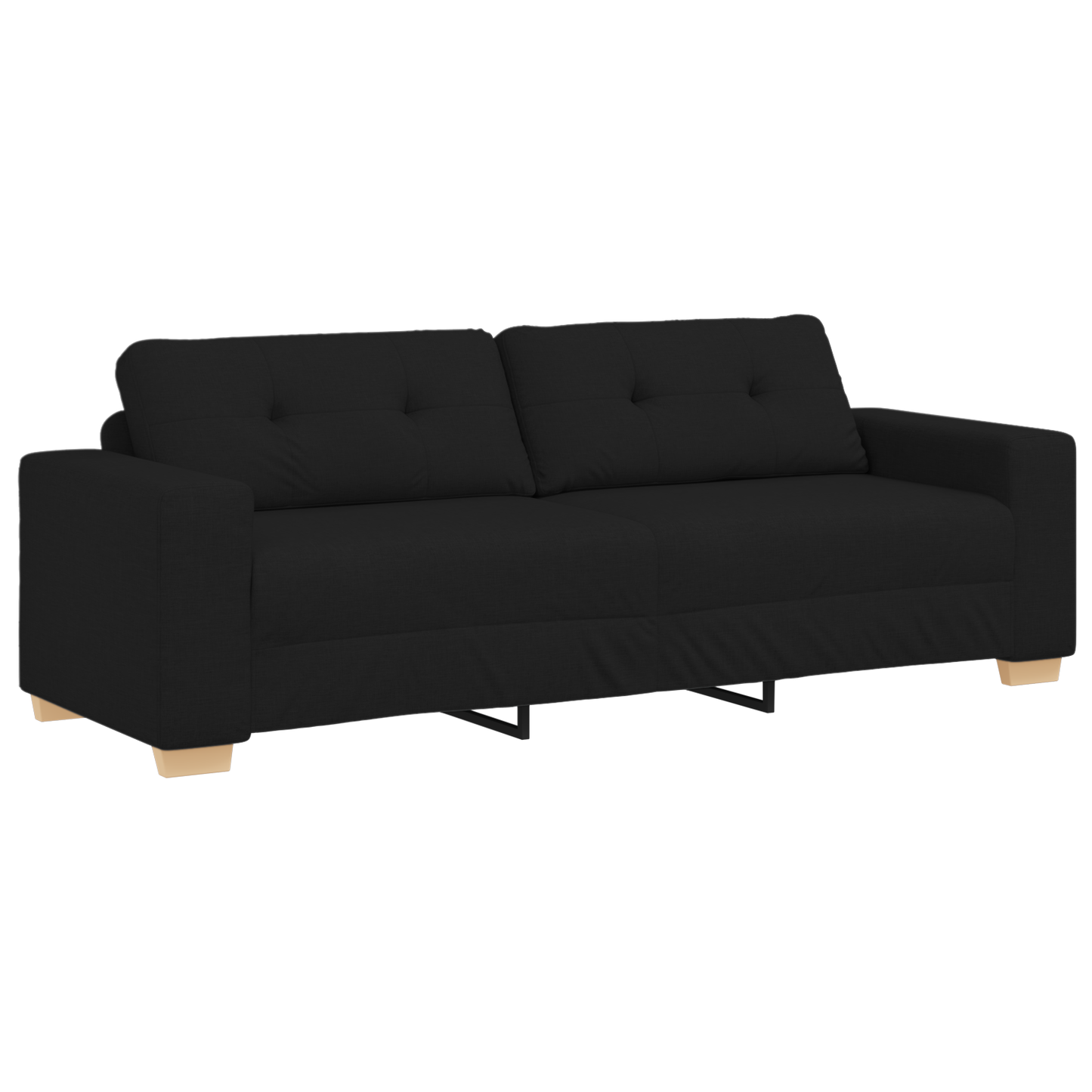 3-Personers Sofa Sæt Med Puder - Sort Stof