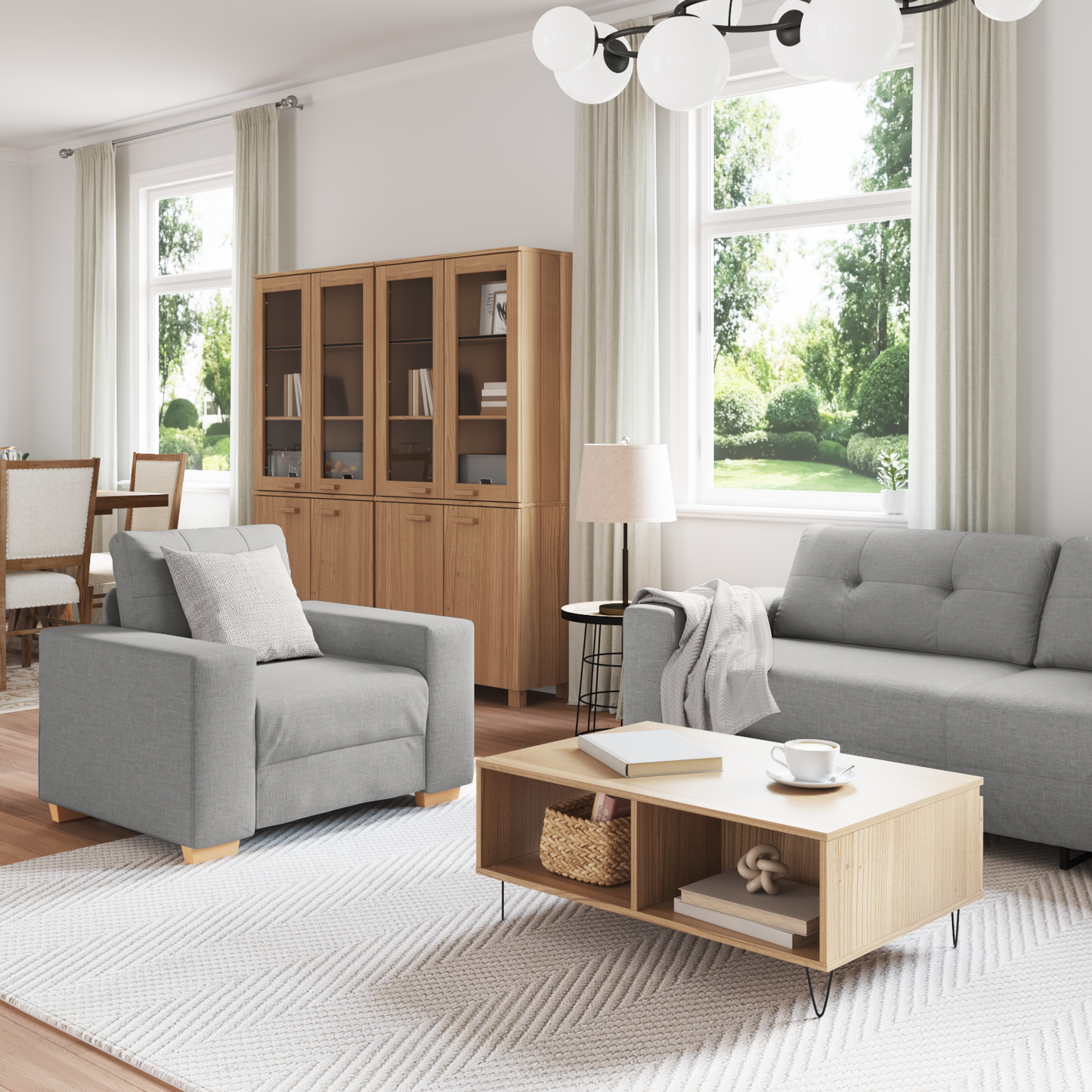 Sofa Sæt Med Pude Med Pude 3 Pcs Grå Stof - Billede 3