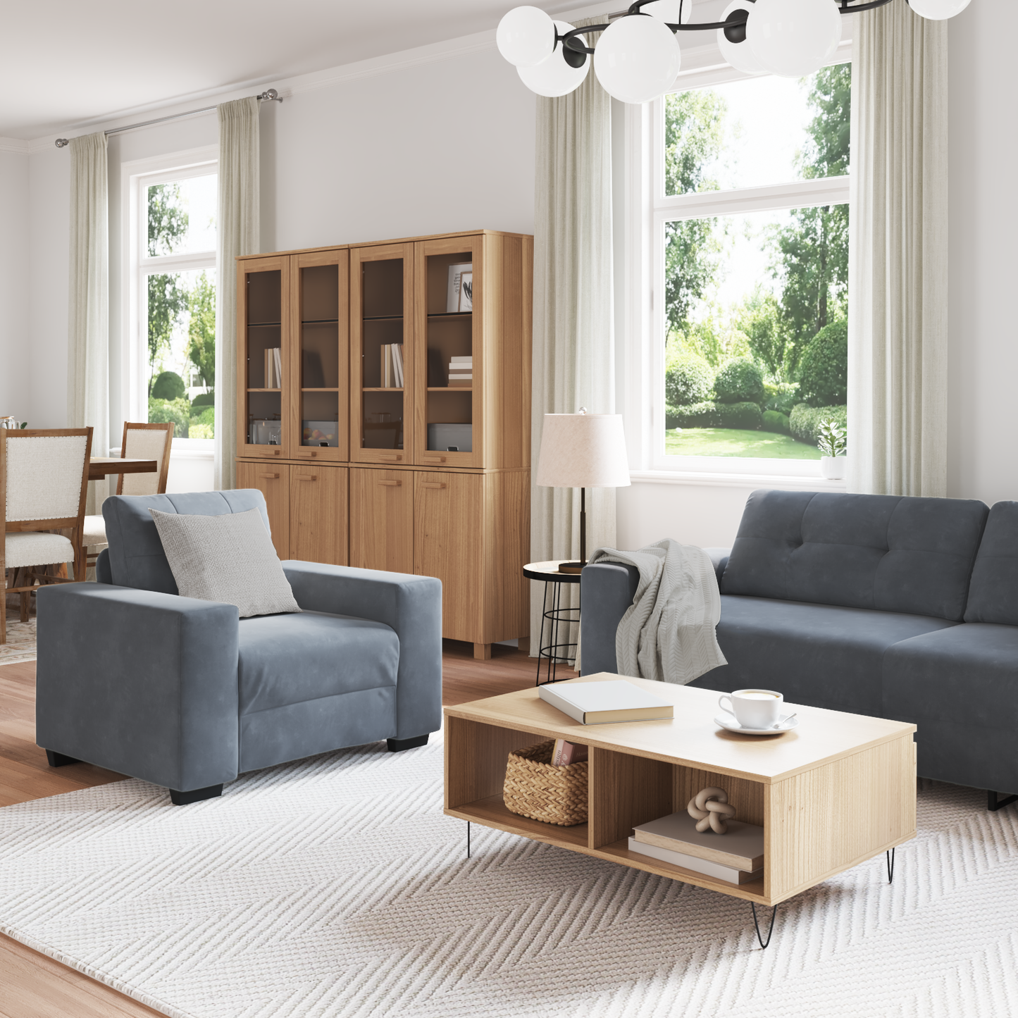 3 Personers Sofa Sæt Med Puder Mørkegrå Fløjl