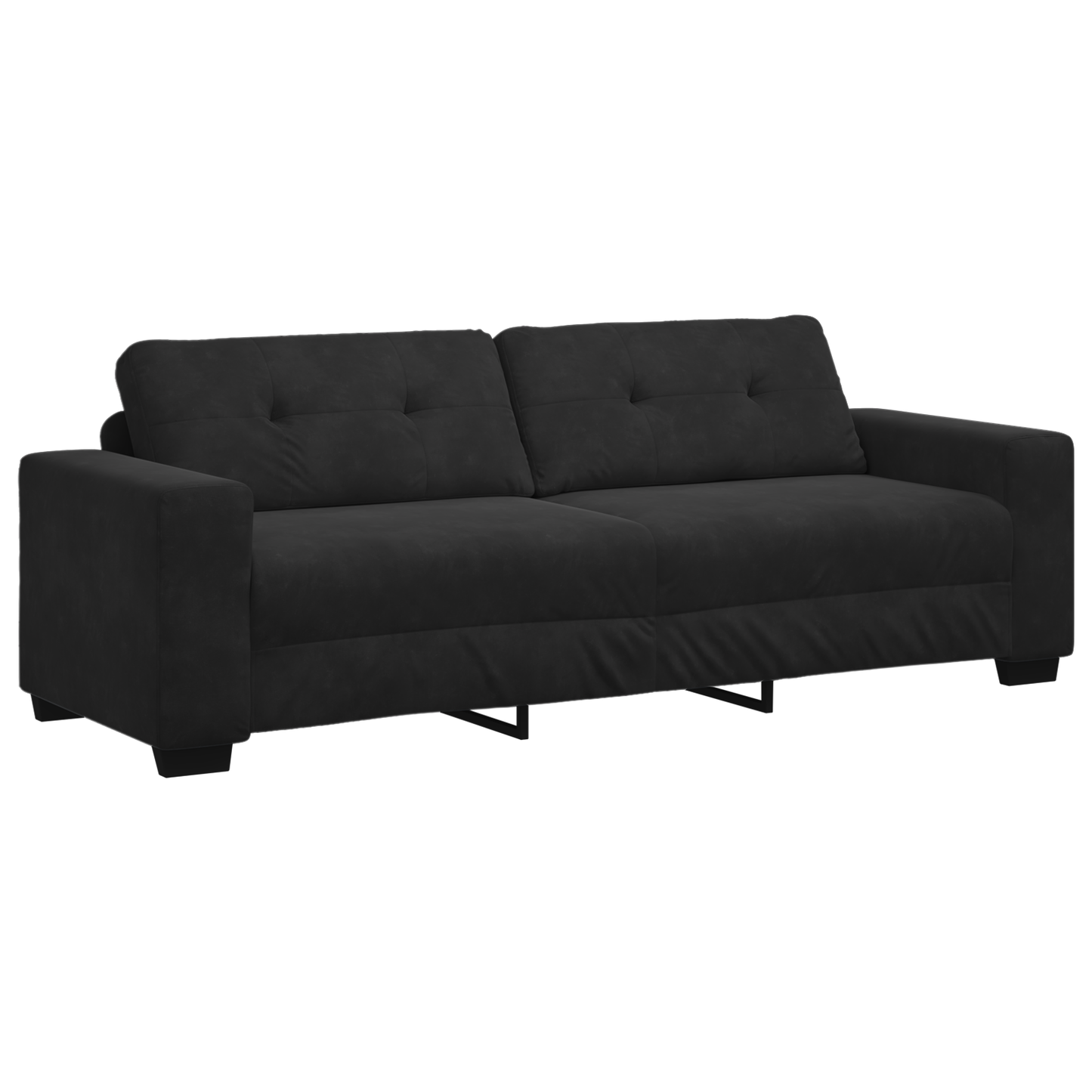 3-Delt Sofa Sæt Med Puder Sort Fløjl