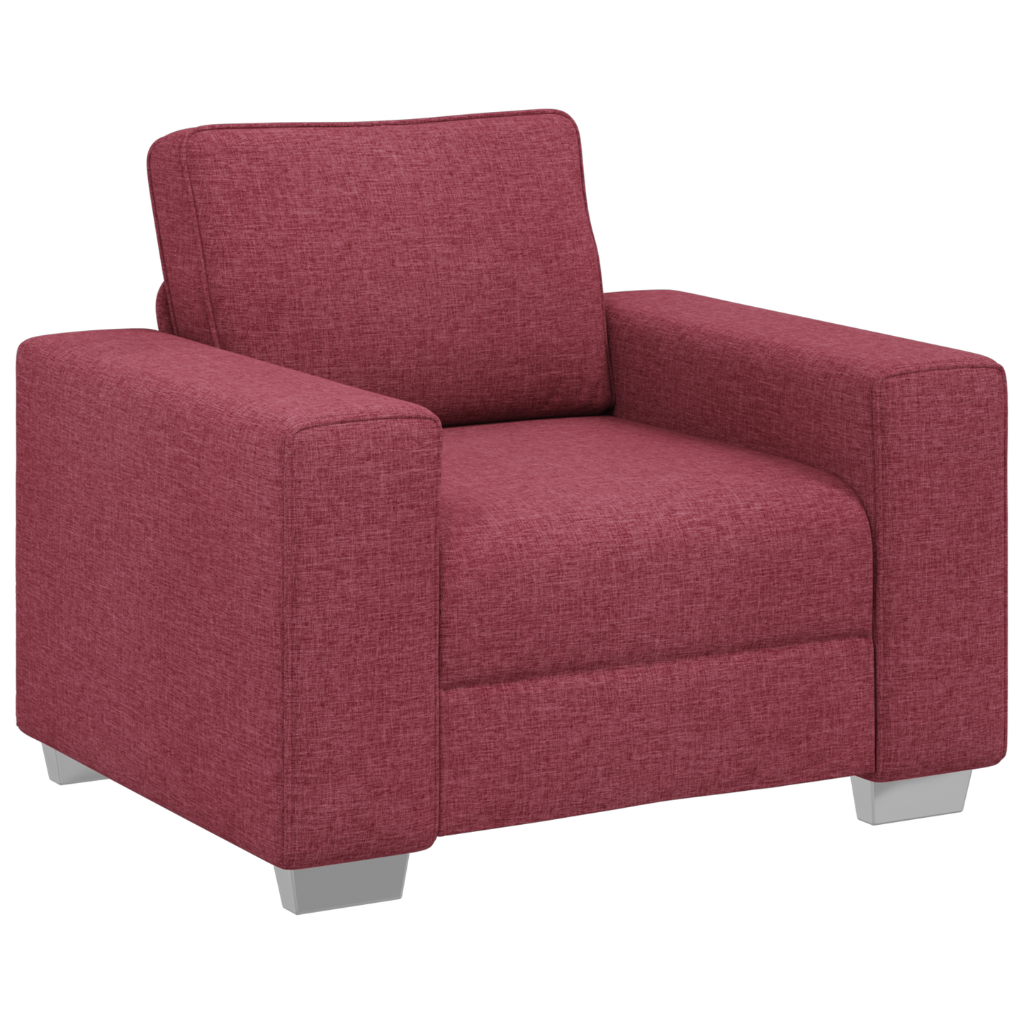 3-Delt Sofa Sæt Med Puder I Vinrød Stof