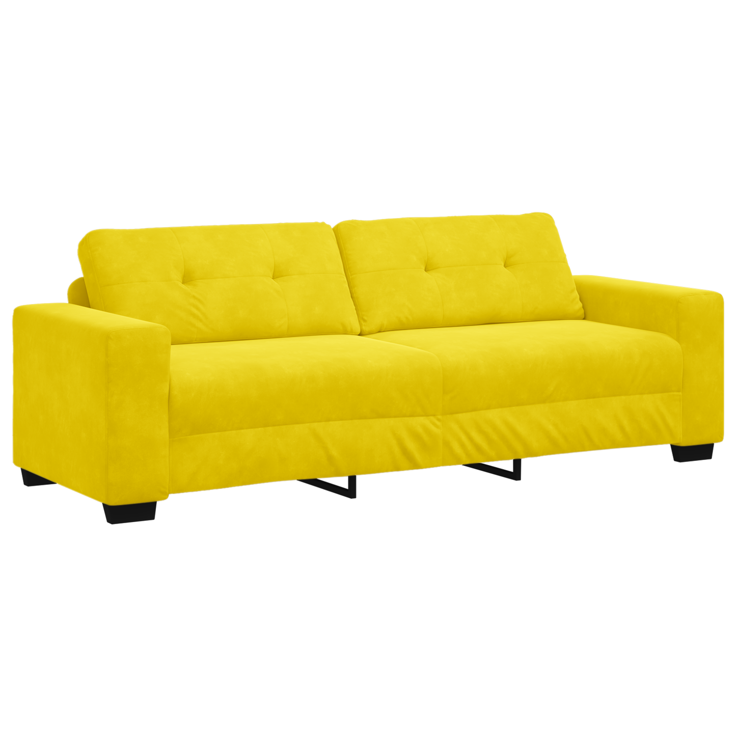 2 Personers Sofa Sæt Med Puder Gul Velour