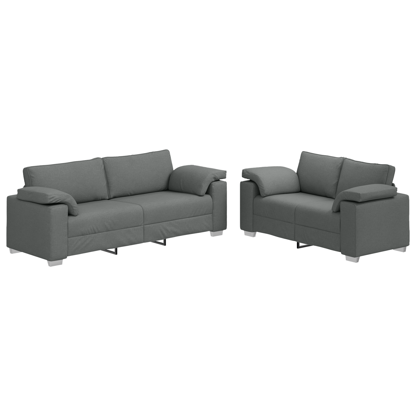 2-Personers Sofa Sæt Med Puder - Mørkegrå Stof