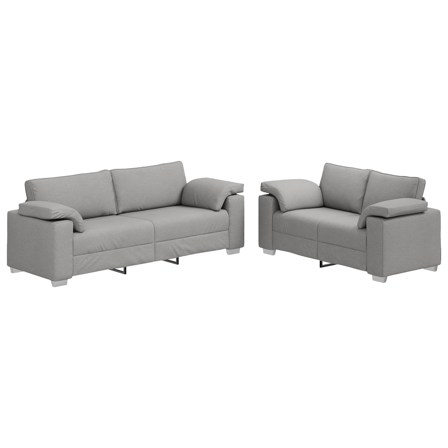 Sofa Sæt 2 Dele Sky Grey 219 X 77 X 82 Cm Stof