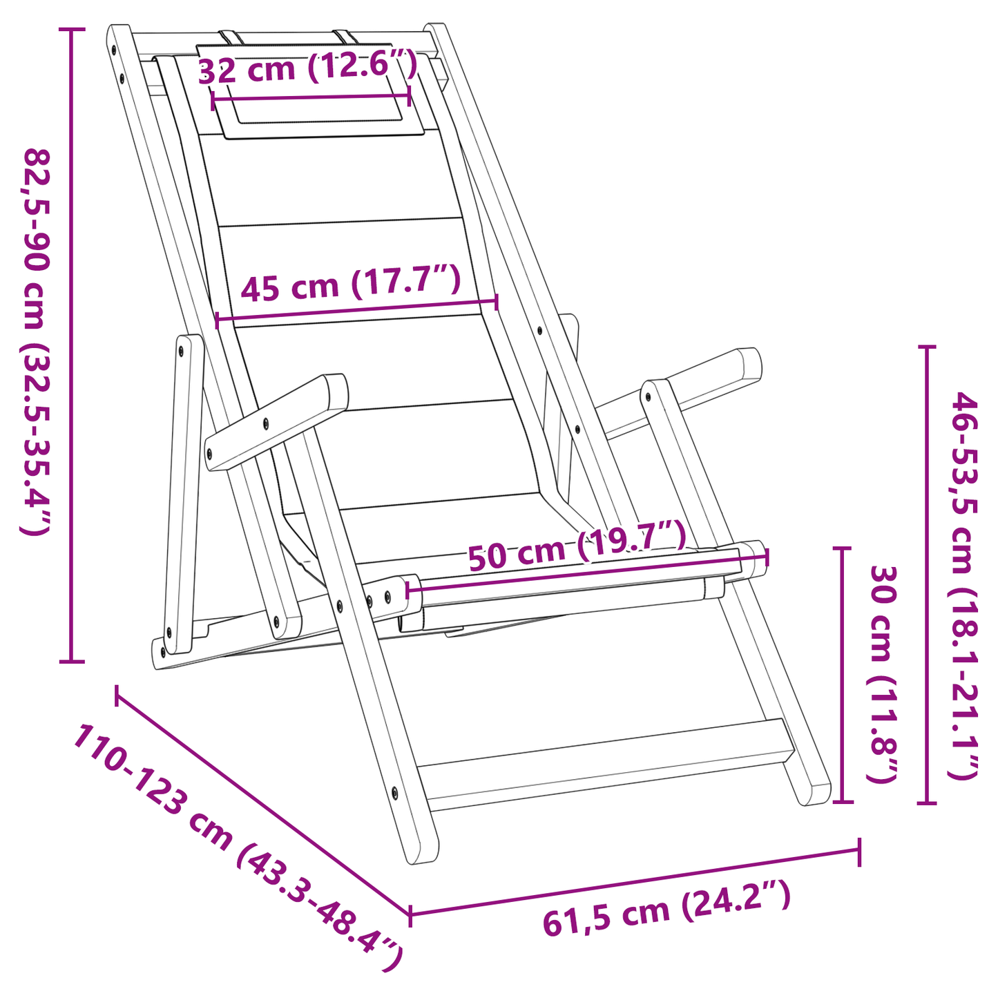 Foldable Strandstol 2 Stk Sort Massivt Akacietræ & Textilene
