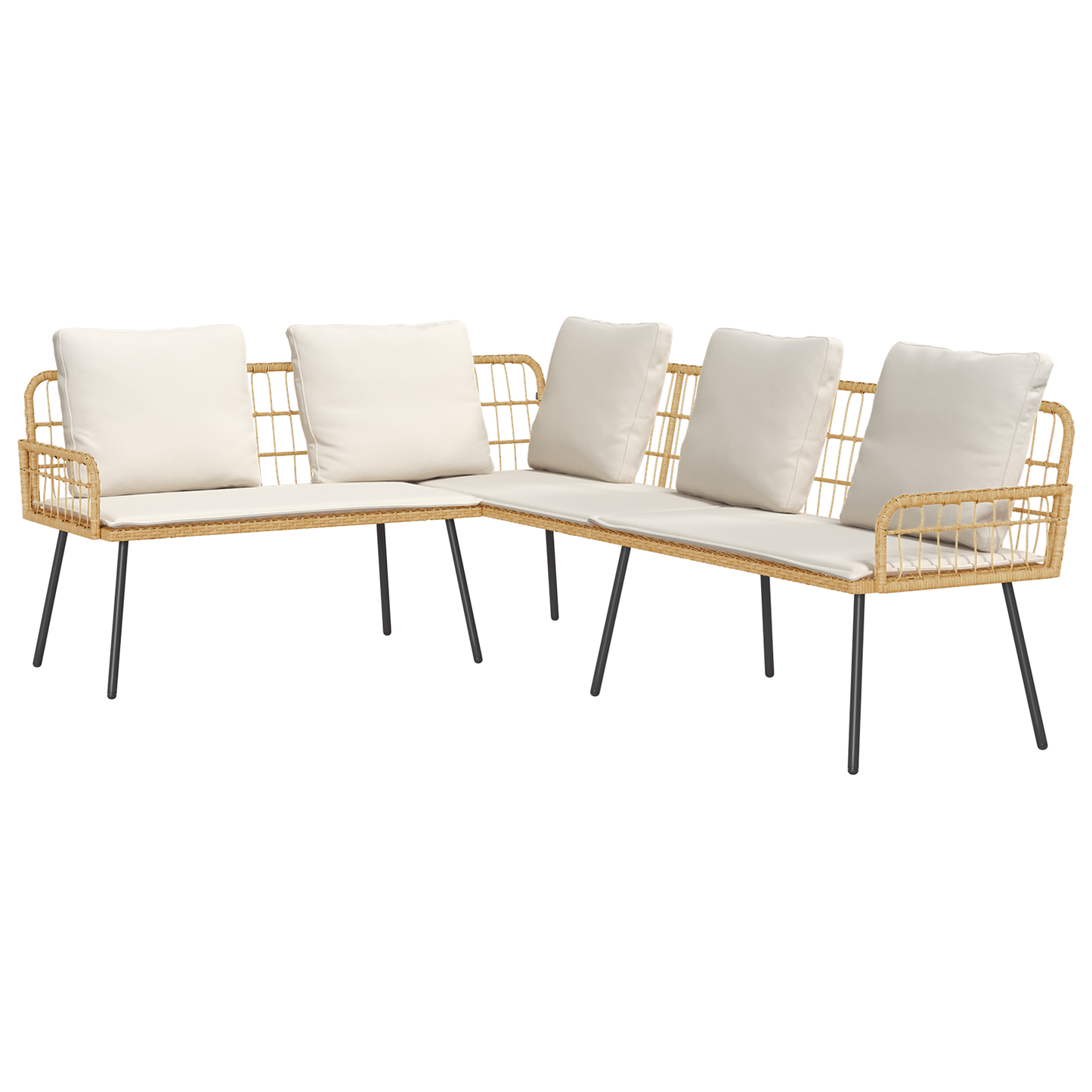 4 Styks Have Sofa Sæt Med Puder Naturlig Poly Rattan