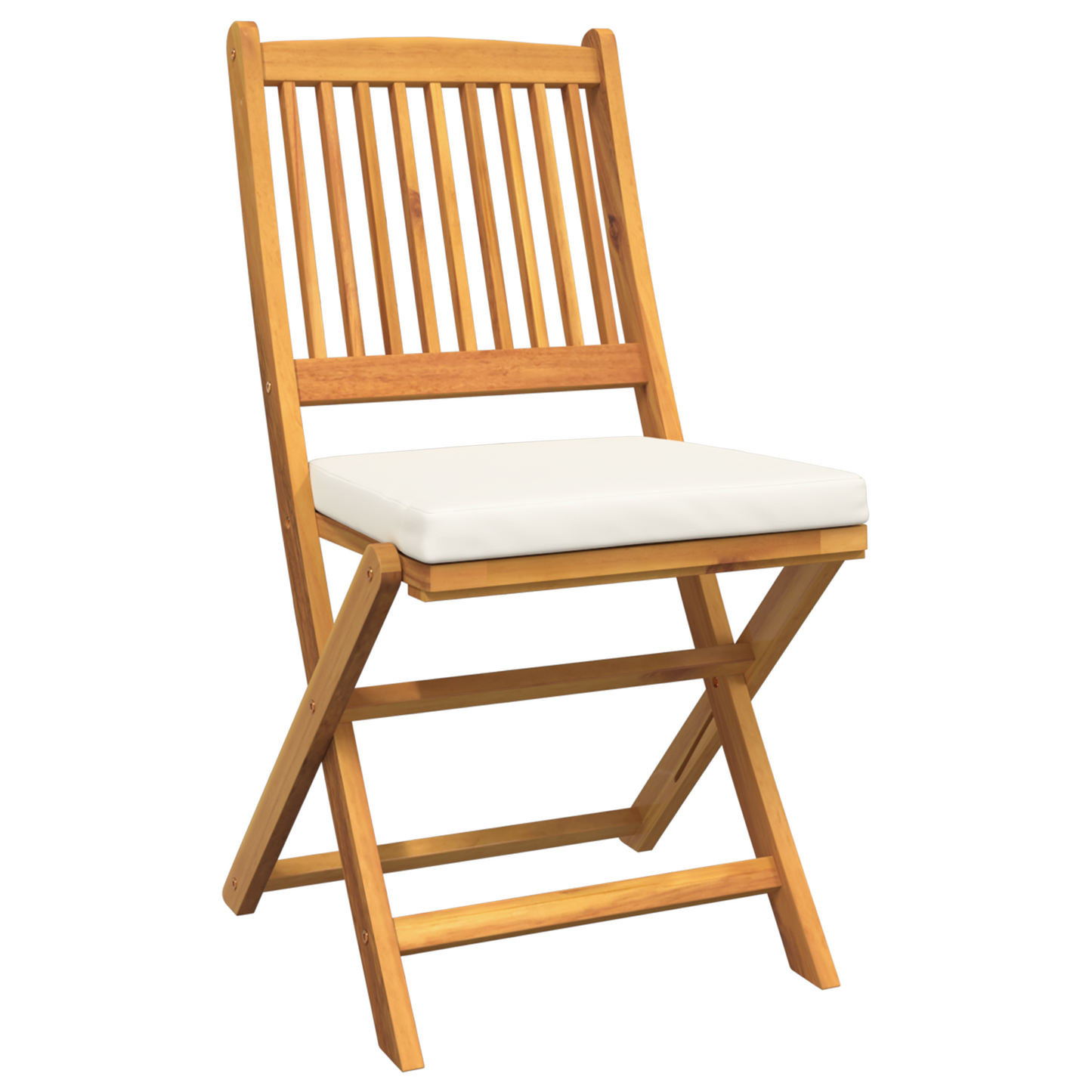 Foldbare Havestole Med Hvid Pude 8Stk Solid Akacietræ