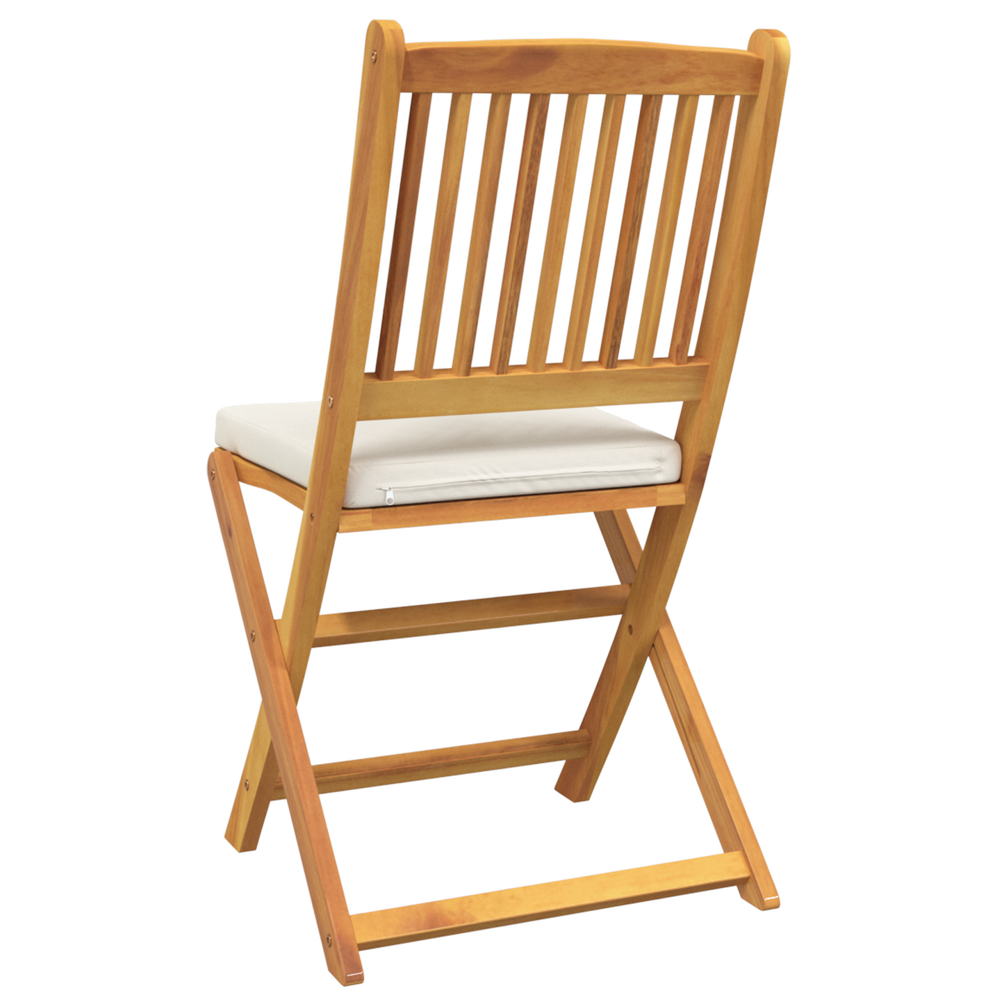 Foldbare Havestole Med Hvid Pude 8Stk Solid Akacietræ