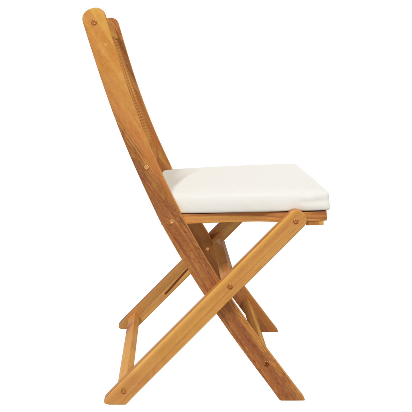 Foldbare Havestole Med Hvid Pude 8Stk Solid Akacietræ