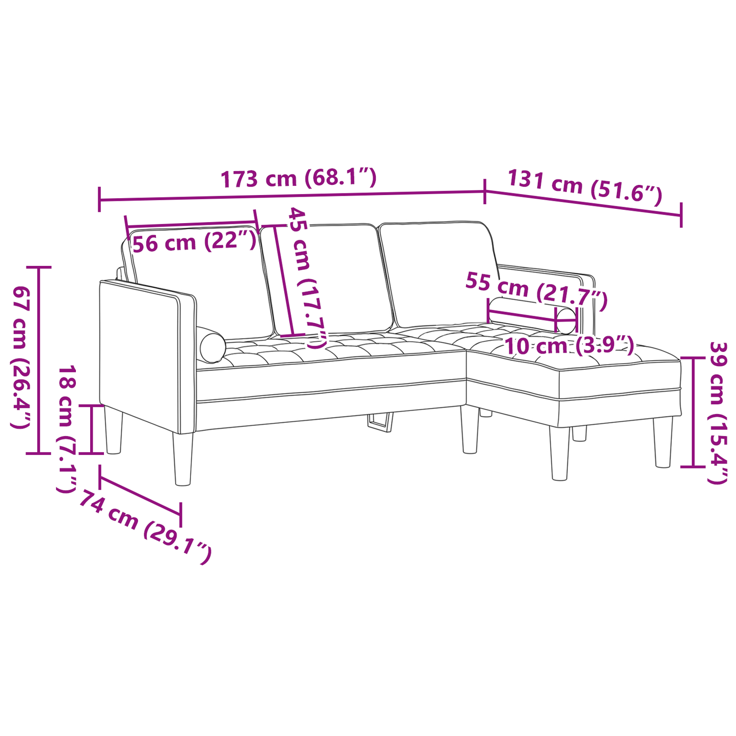 2-delt Sofa Sæt med Puder Sort Stof - billede 11