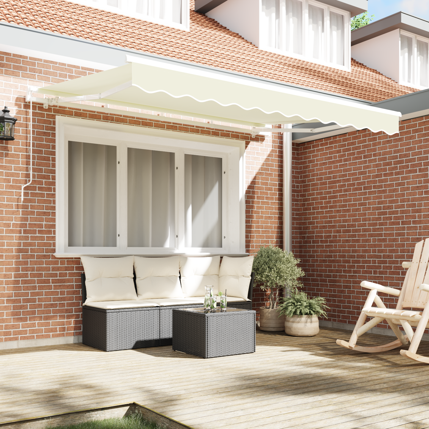 Utrækkelig Markise Creme og Hvid 250 X 200 Cm 2.5 X 2 M - billede 3