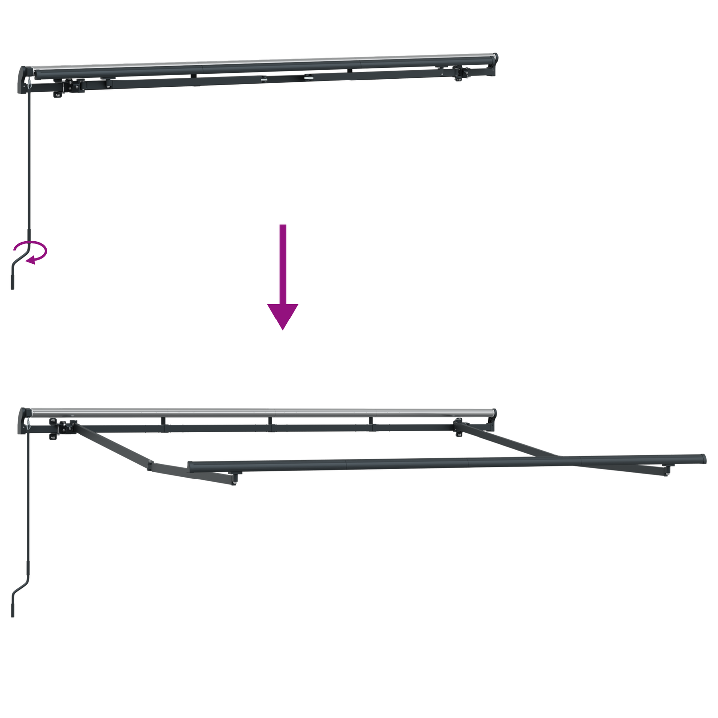 Utrækkelig Markise Creme og Antracit 250 X 200 Cm 2.5 X 2 M - billede 9