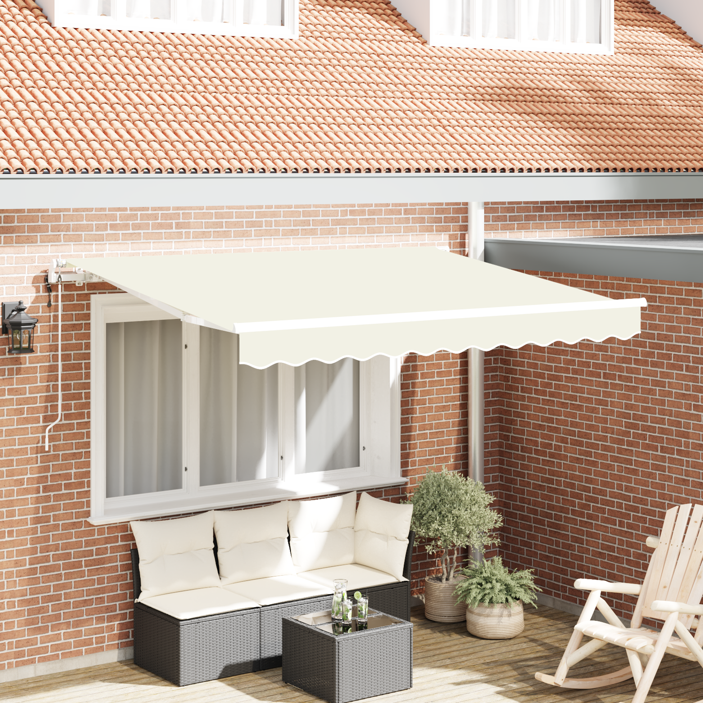 Utrækkelig Markise Creme og Hvid 250 X 200 Cm 2.5 X 2 M - hovedbillede