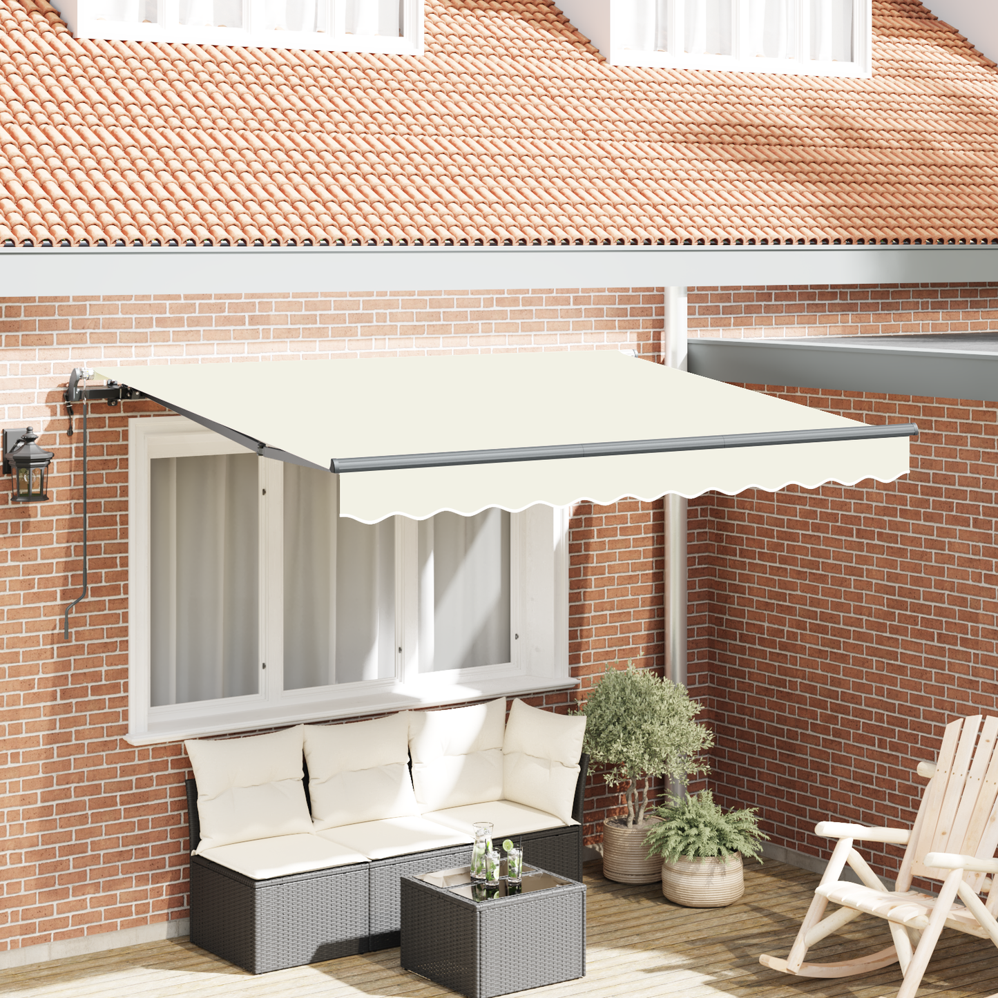 Utrækkelig Markise Creme og Antracit 250 X 200 Cm 2.5 X 2 M - hovedbillede