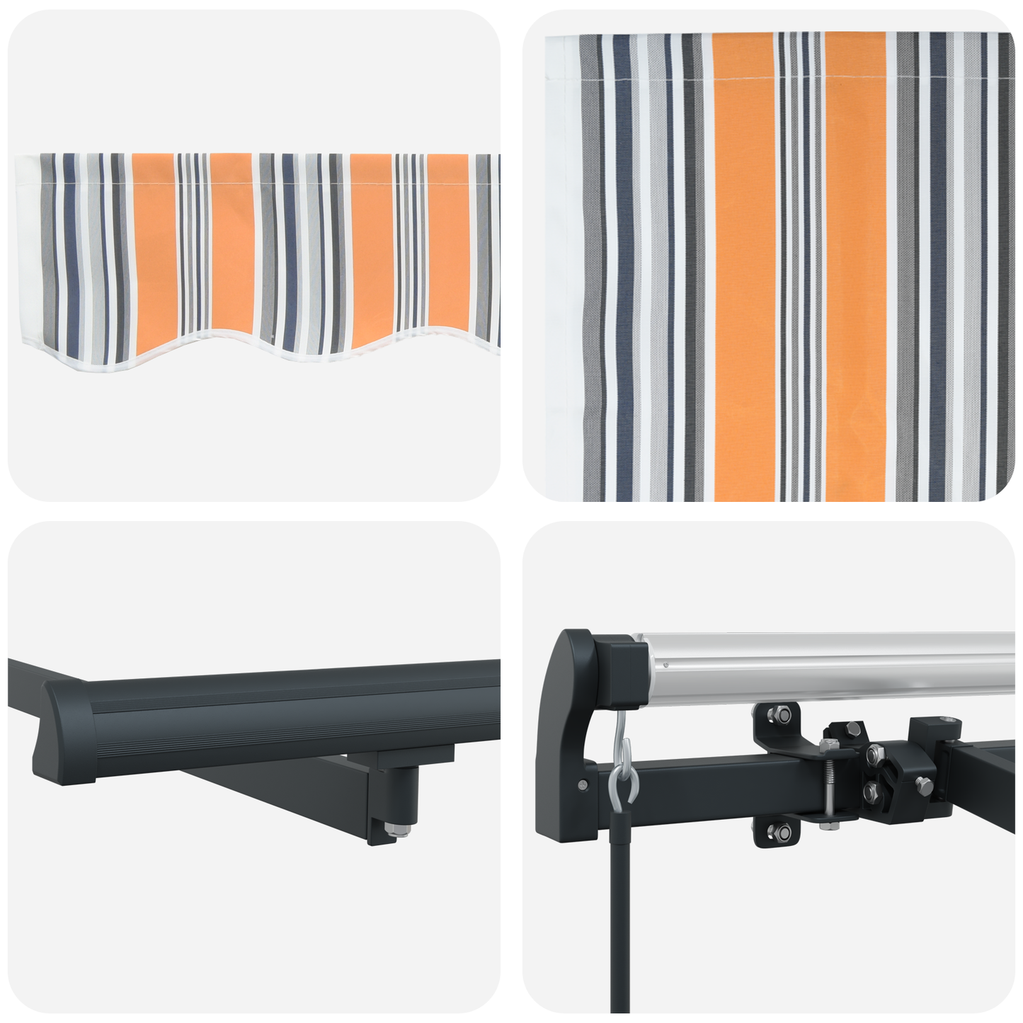 Utrækkelig Markise Gul og Orange og Hvid 250 X 200 Cm 2.5 X 2 M - billede 8