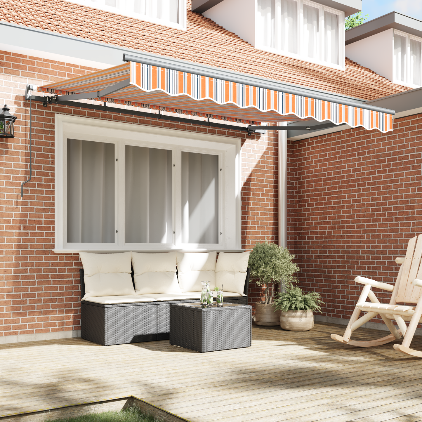 Utrækkelig Markise Gul og Orange og Hvid 250 X 200 Cm 2.5 X 2 M - billede 3