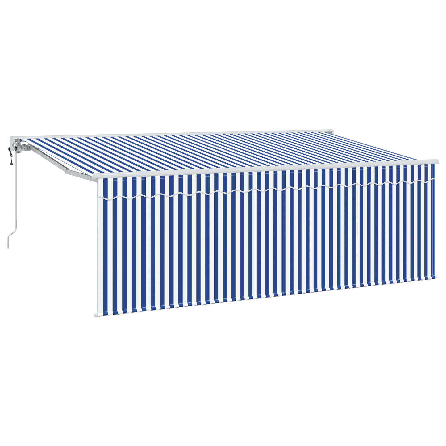 Utrækkelig Markise Stribet Blå og Hvid Hvid 350 X 200 Cm - billede 2