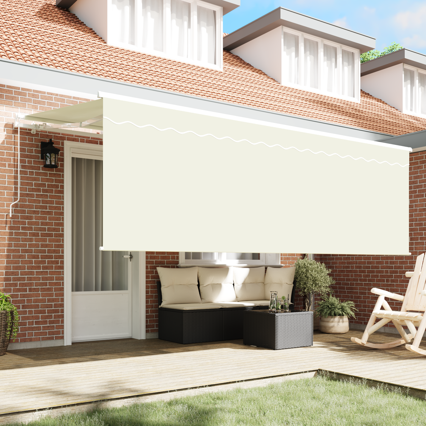 Markise med Blind Creme 350 X 200 X 120 Cm Stof, Metal - billede 3