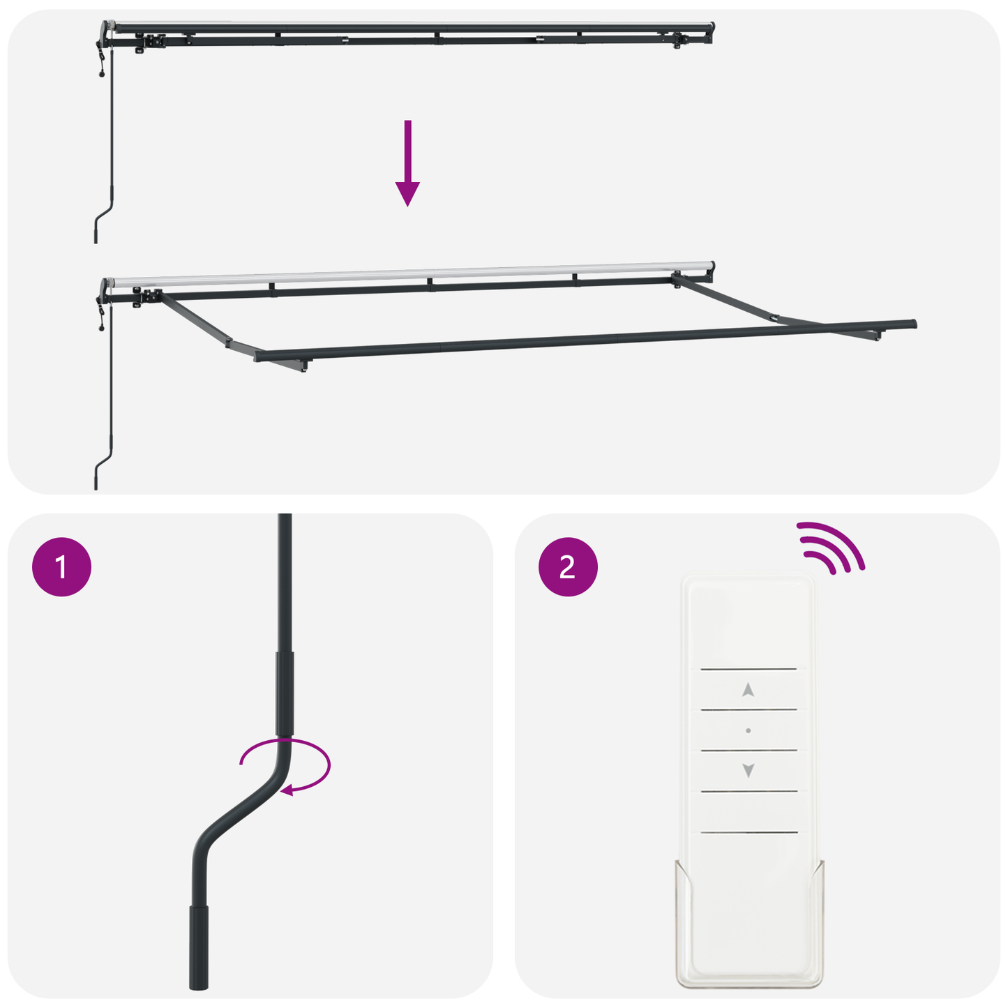 Markise med Blind Creme 350 X 200 X 120 Cm Stof, Metal - billede 11