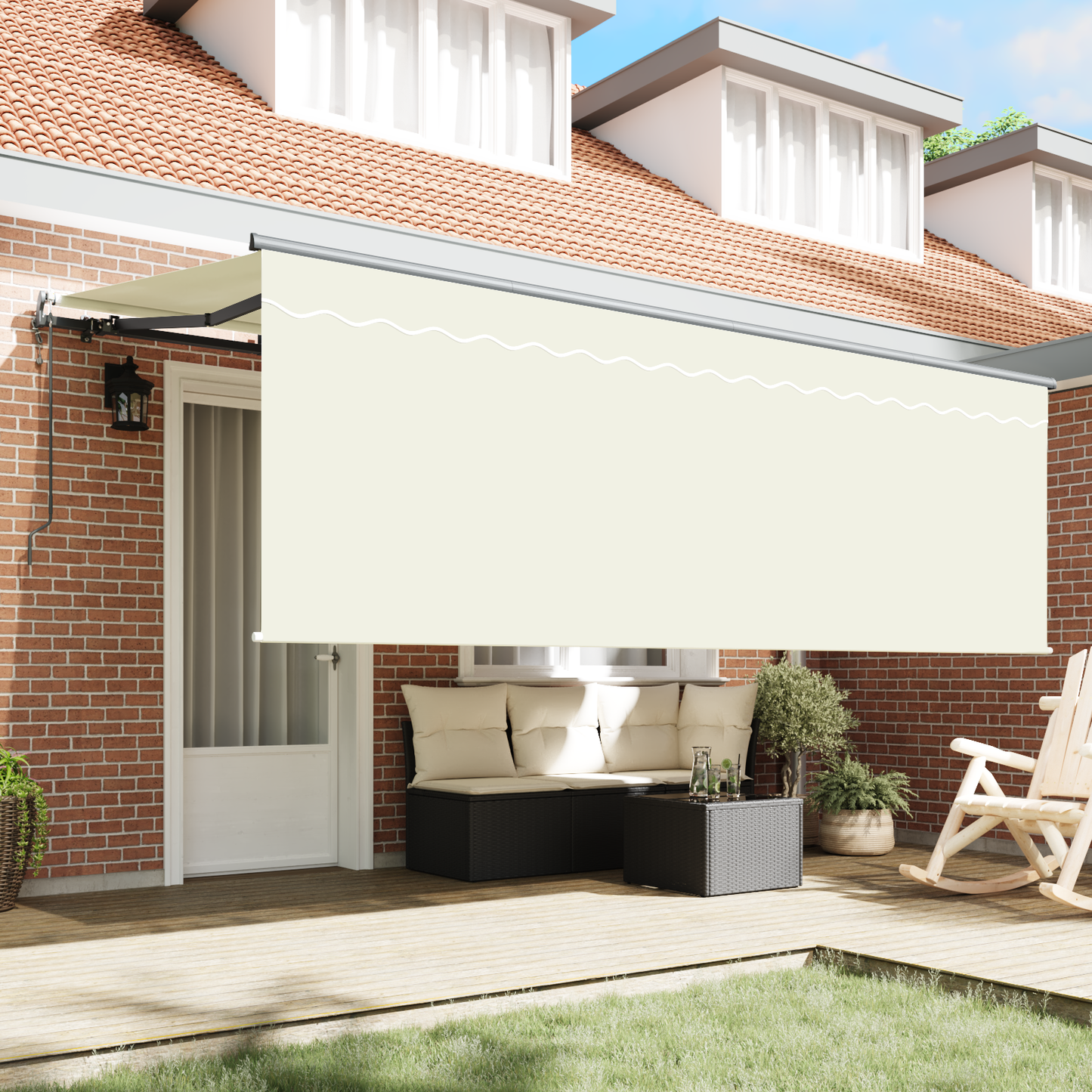 Markise med Blind Creme 350 X 200 X 120 Cm Stof, Metal - billede 3