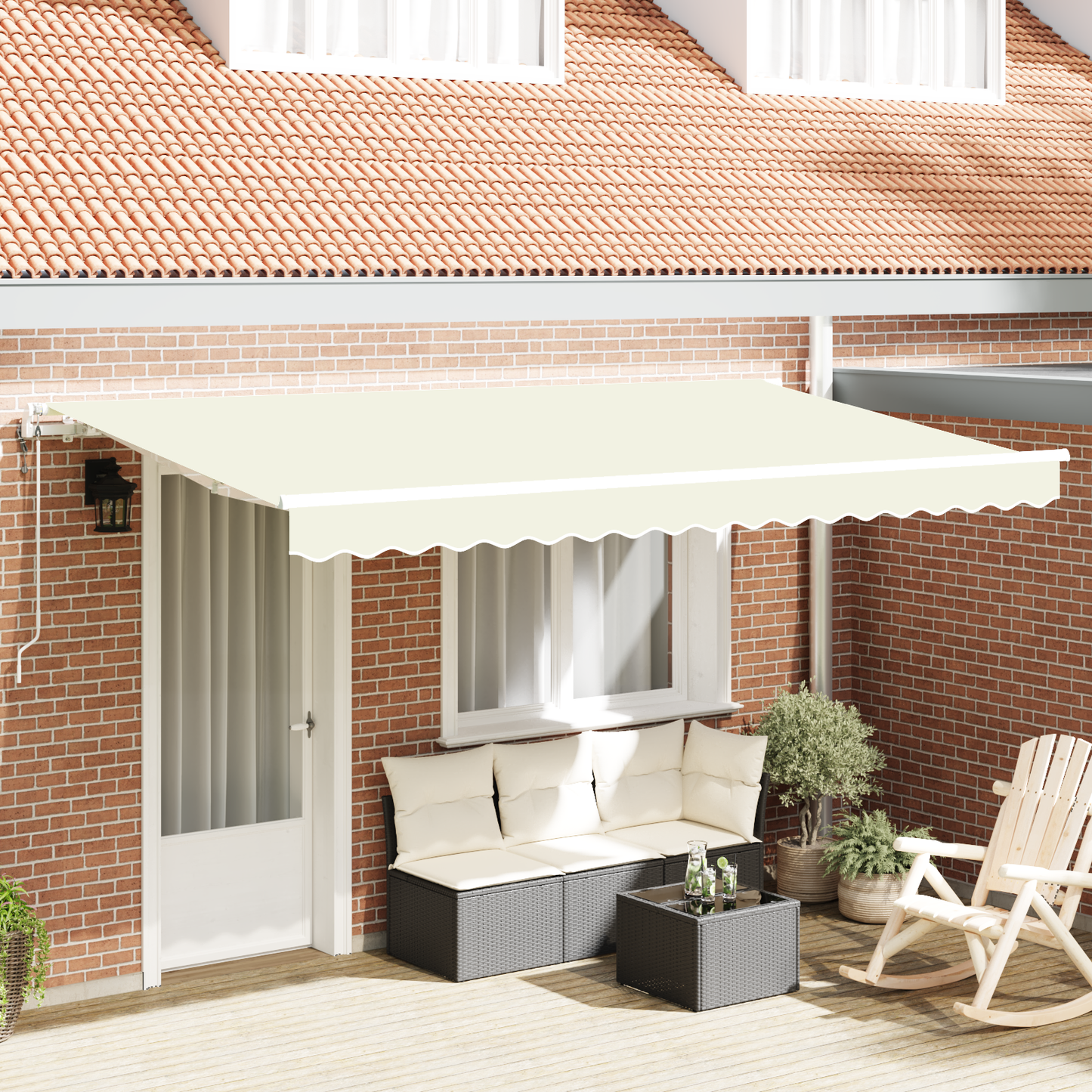 Utrækkelig Markise Creme og Hvid 400x200 Cm Large 4 X 2 M - hovedbillede
