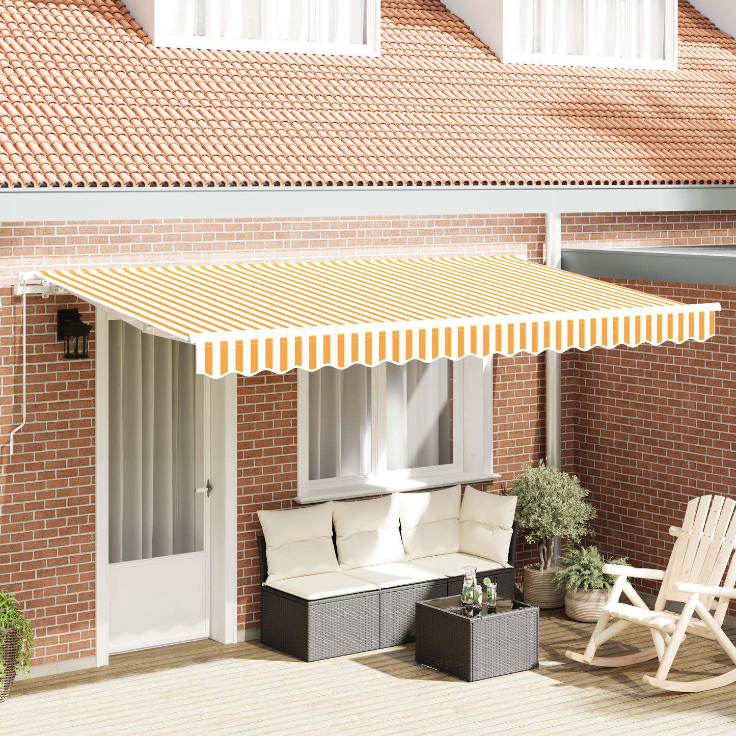 Utrækkelig Markise Gul og Hvid 400x200 Cm 400 X 200 Cm 4x2 M - hovedbillede