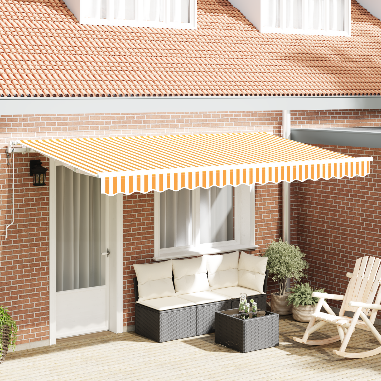 Utrækkelig Markise Gul og Hvid 400x200 Cm 400 X 200 Cm 4 X 2 M - hovedbillede