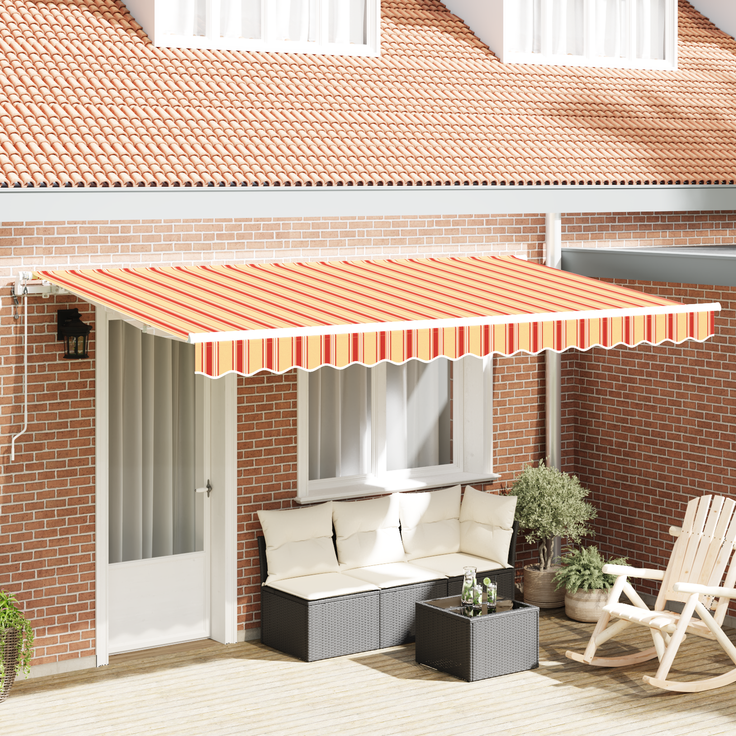 Utrækkelig Markise Multifarvet og Gul og Orange og Hvid - hovedbillede