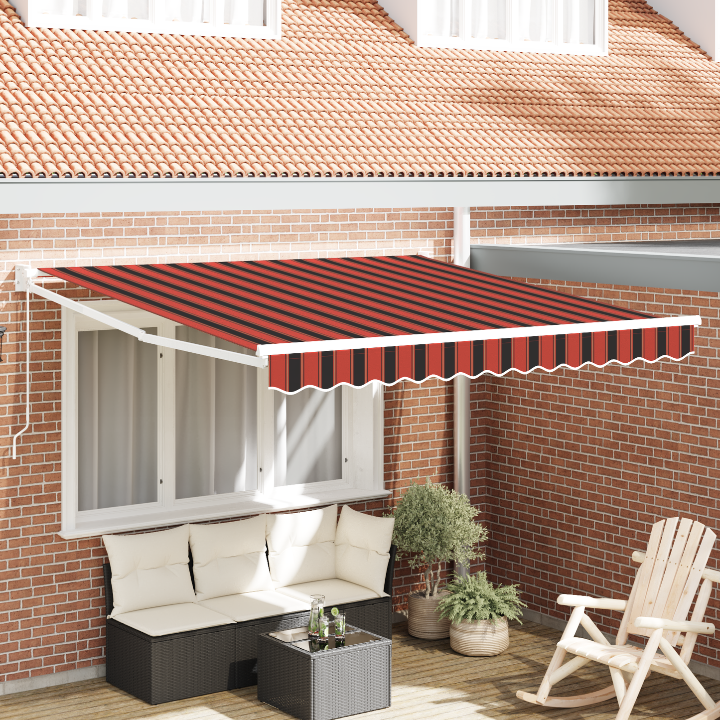 Manuel Udtækkelig Markise Orange og Brun 300x250 Cm - hovedbillede