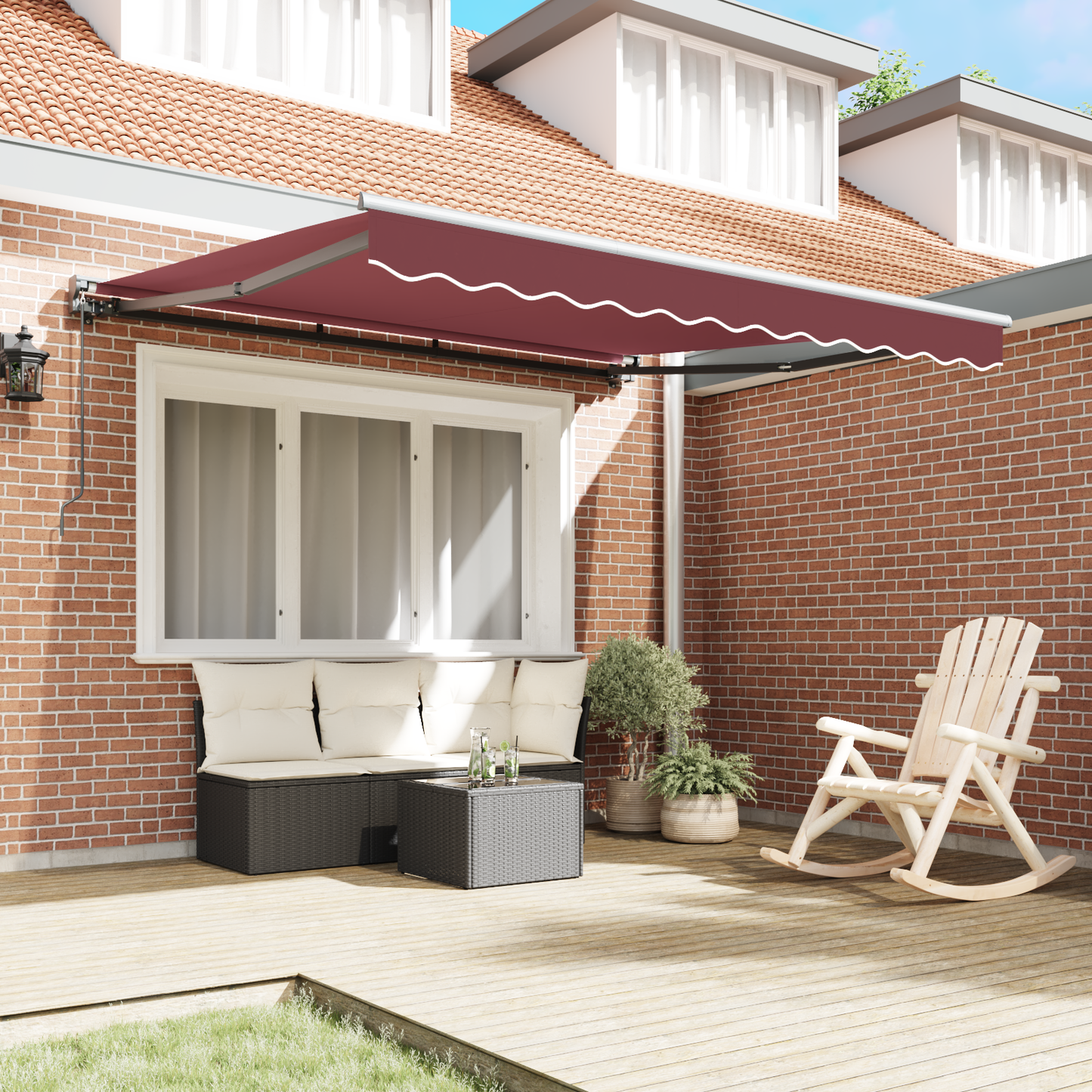 Utrækkelig Markise Bordeaux Rød 300x250 Cm Polyester - billede 3