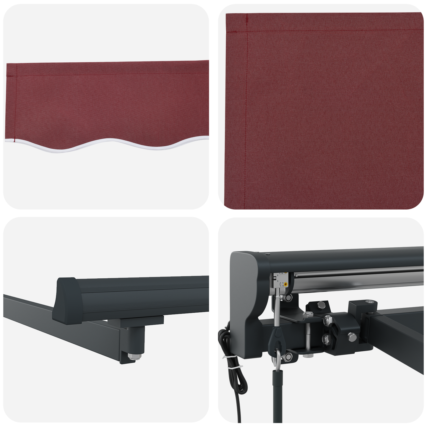 Utrækkelig Markise Bordeaux Rød 300x250 Cm Polyester og Metal - billede 8
