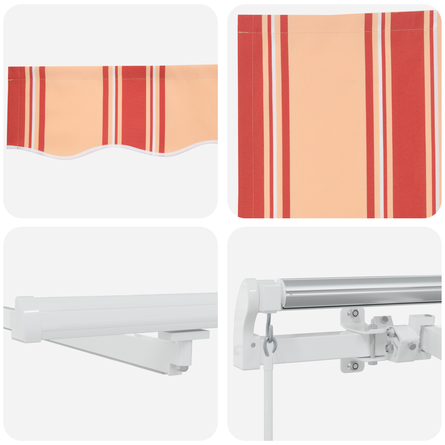 Manuel Utrækbar Markise med Led i Gul og Orange 300 X 250 Cm - billede 9