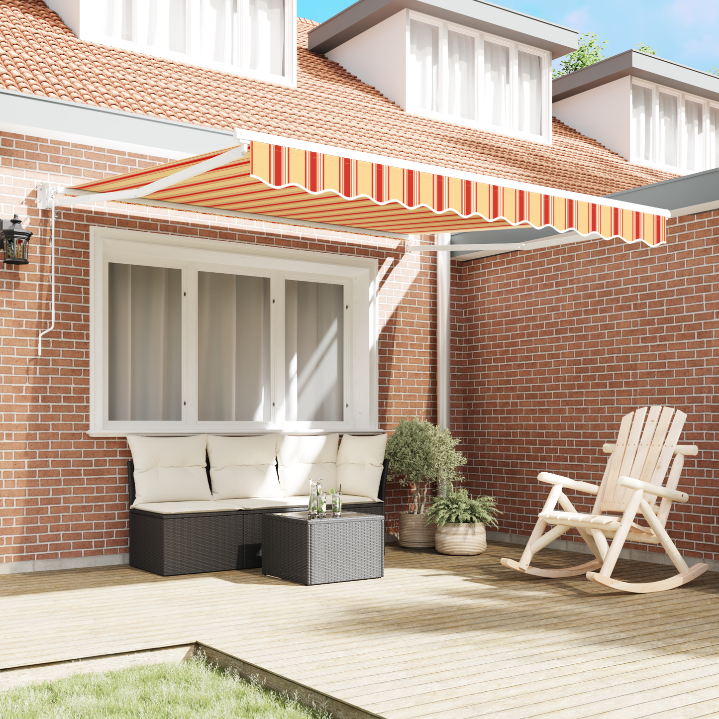Automatisk Sammenrulkelig Markise Gul og Orange 300x250 Cm - billede 3