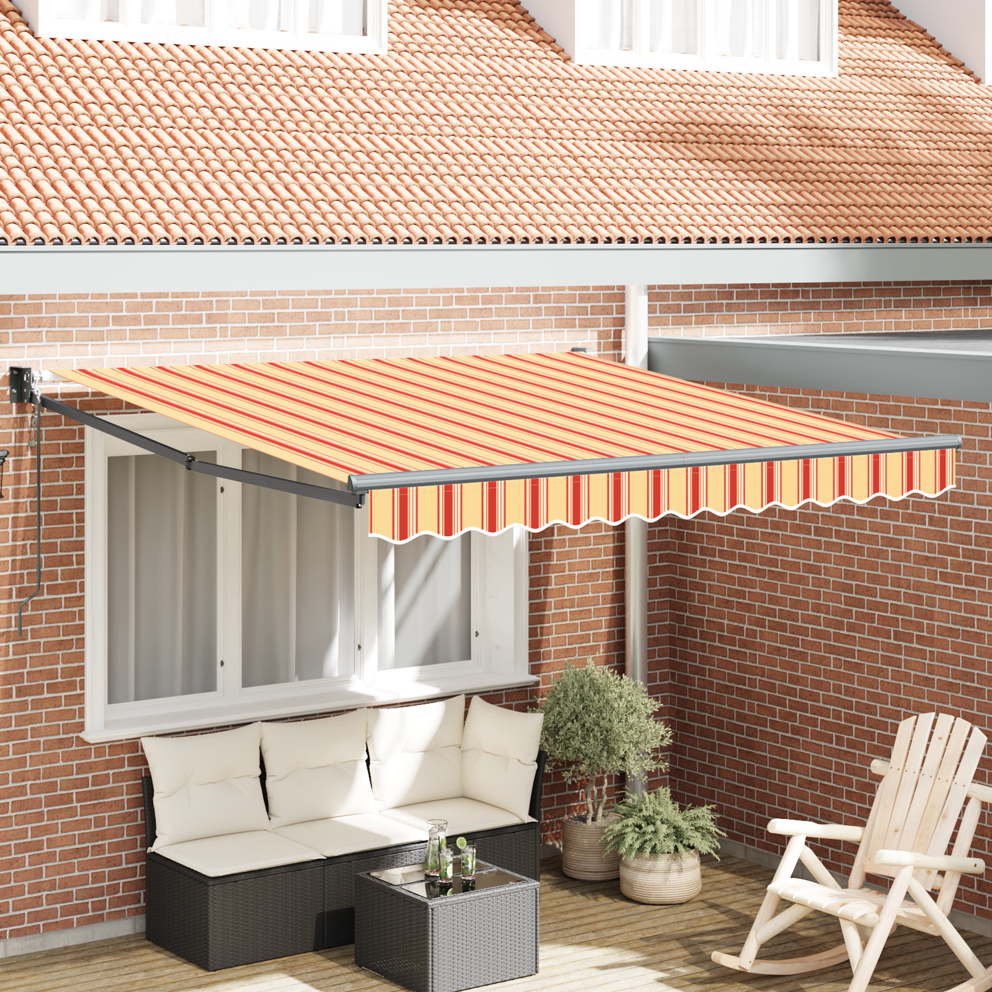 Automatisk Udtækkelig Markise Gul og Orange 300x250 Cm - hovedbillede